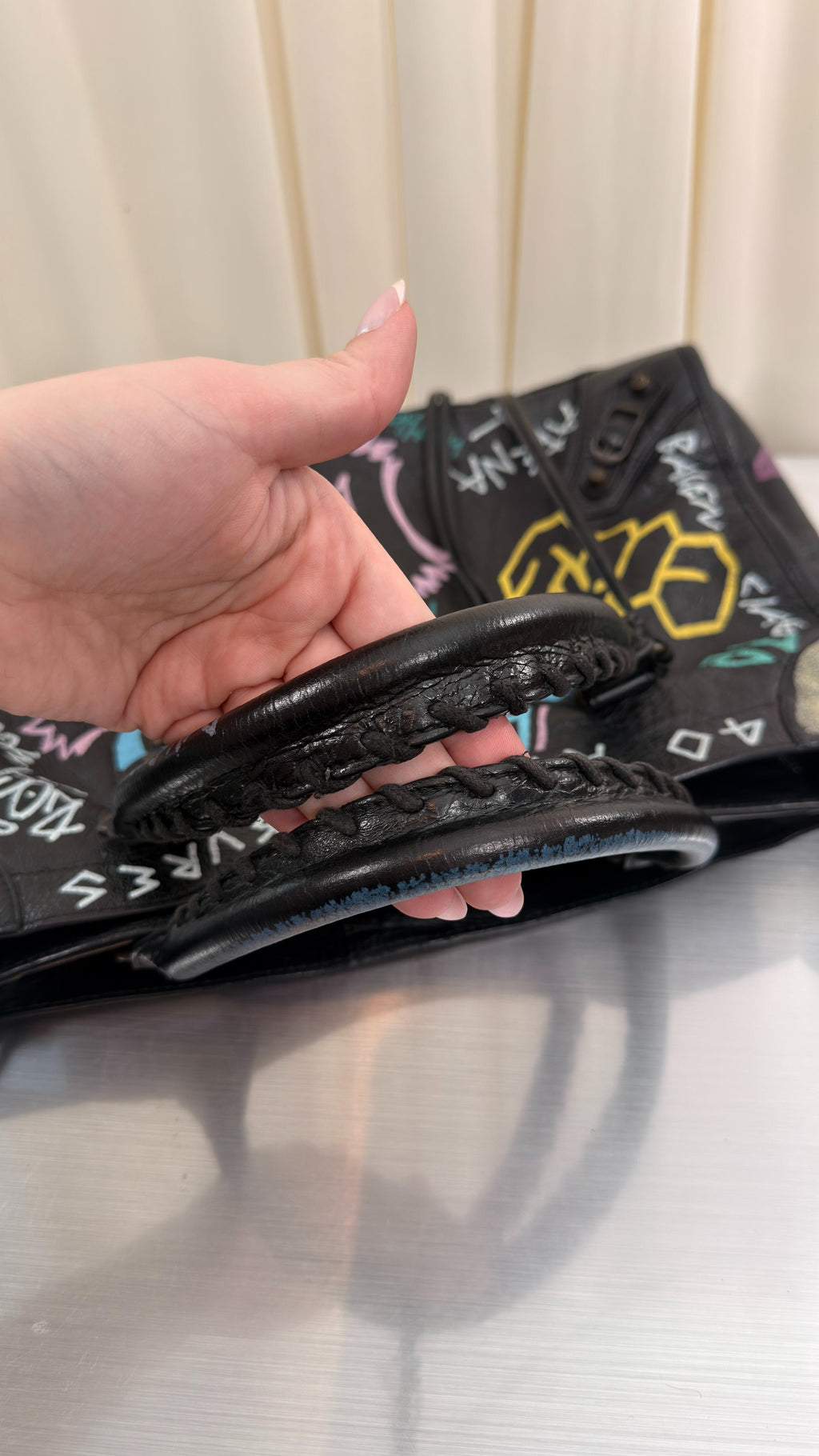 Balenciaga Graffiti Blue, Pink City Bag