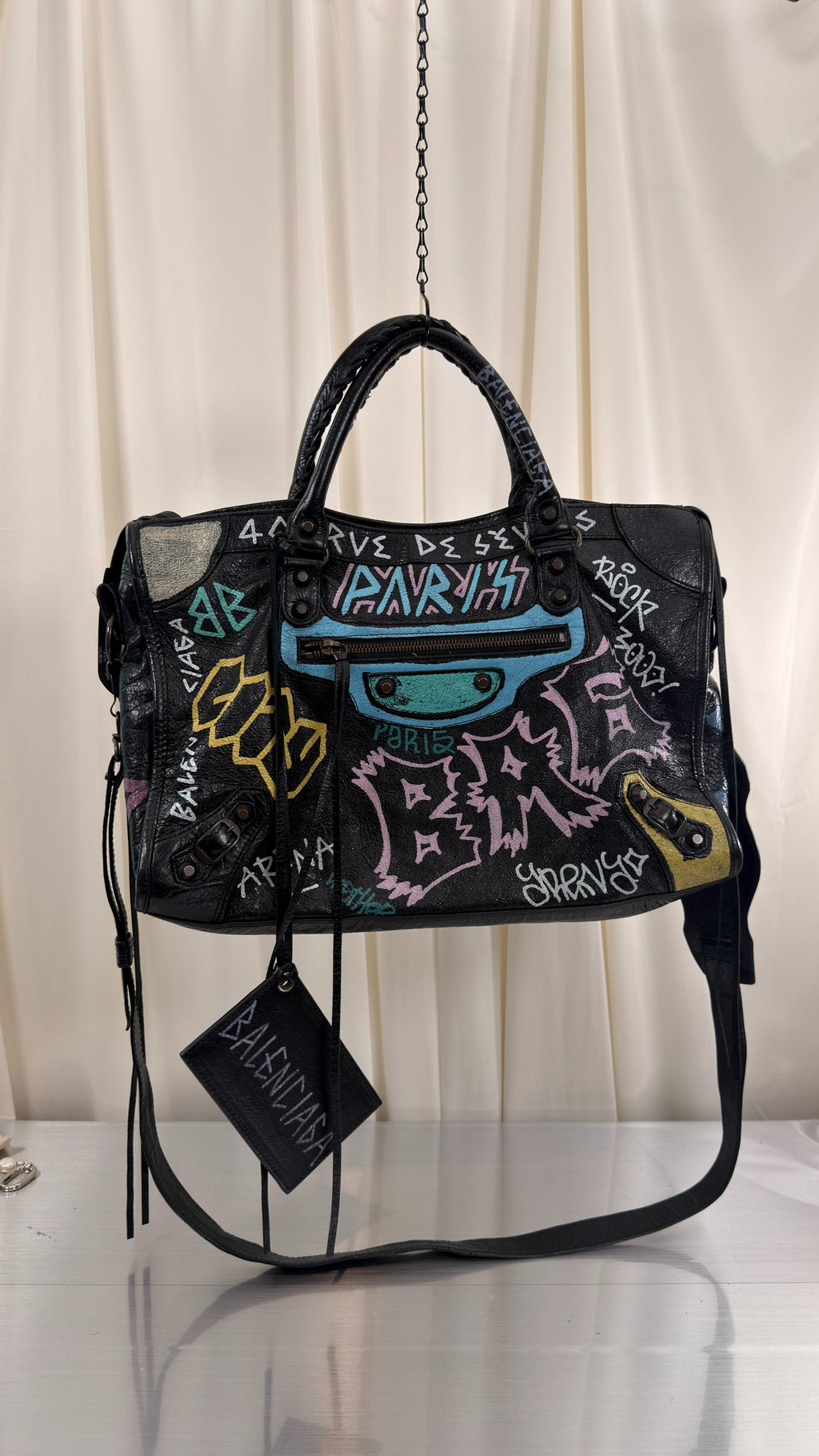 Balenciaga Graffiti Blue, Pink City Bag