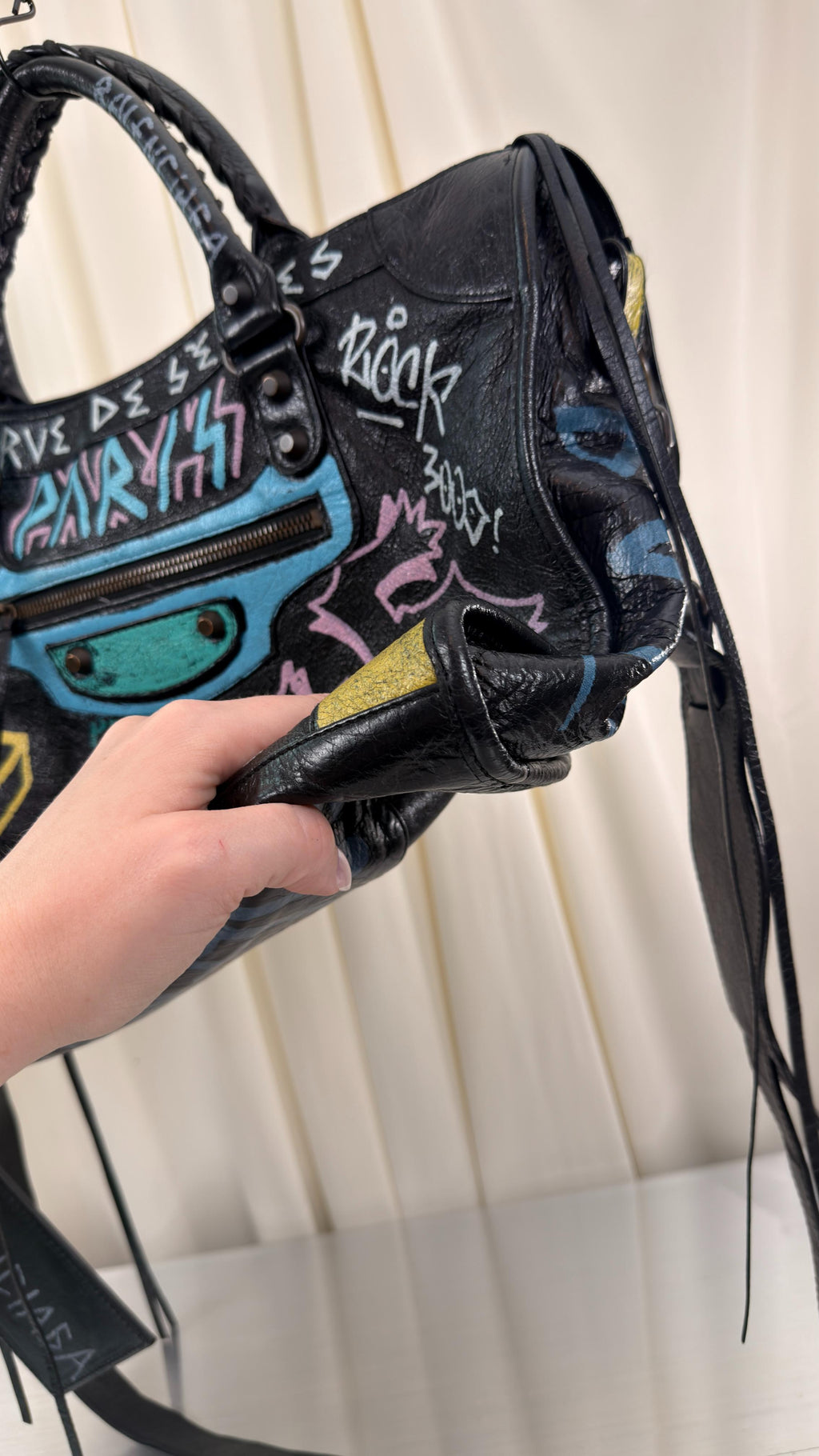 Balenciaga Graffiti Blue, Pink City Bag