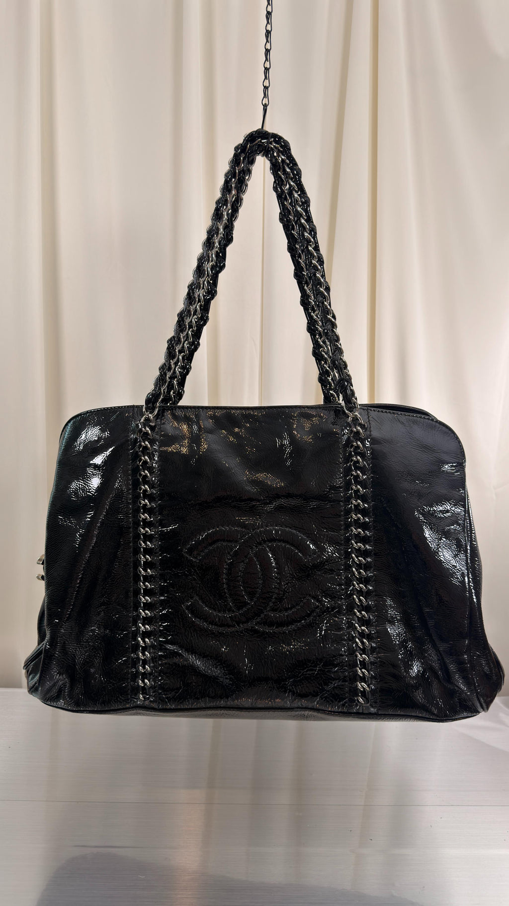Chanel Black Patent Leather Tote Bag