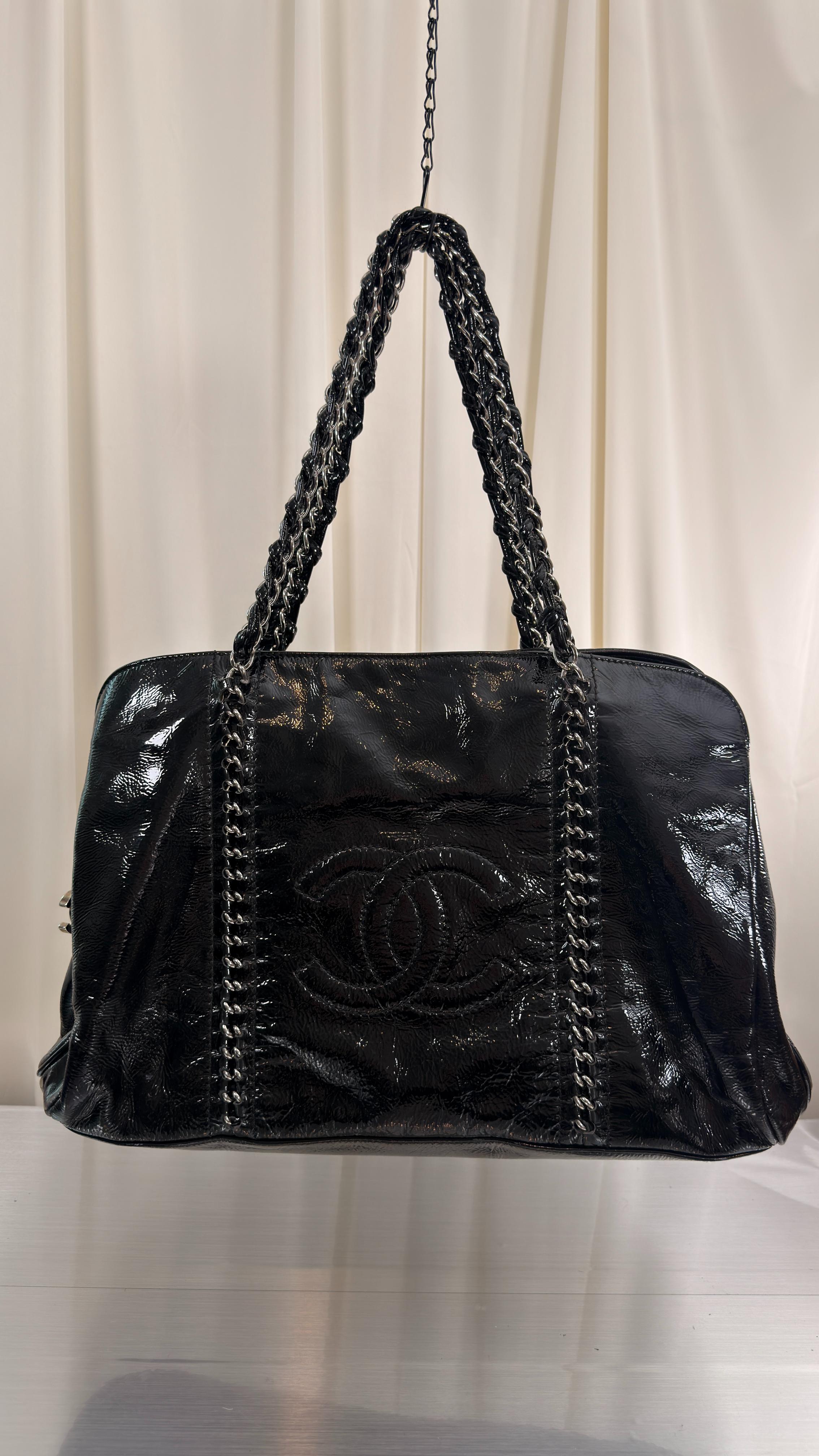 Chanel Black Patent Leather Tote Bag
