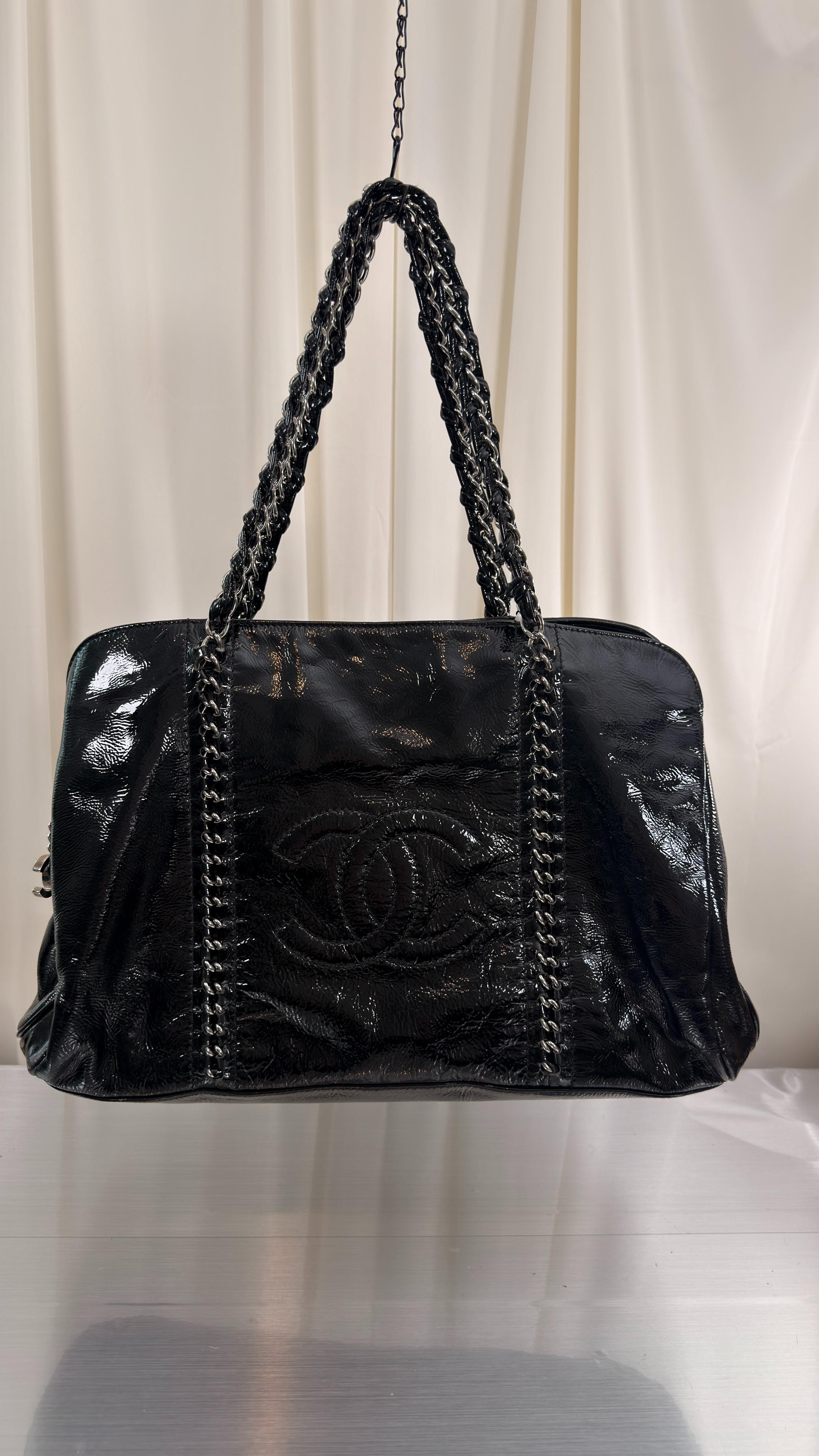 Chanel Black Patent Leather Tote Bag