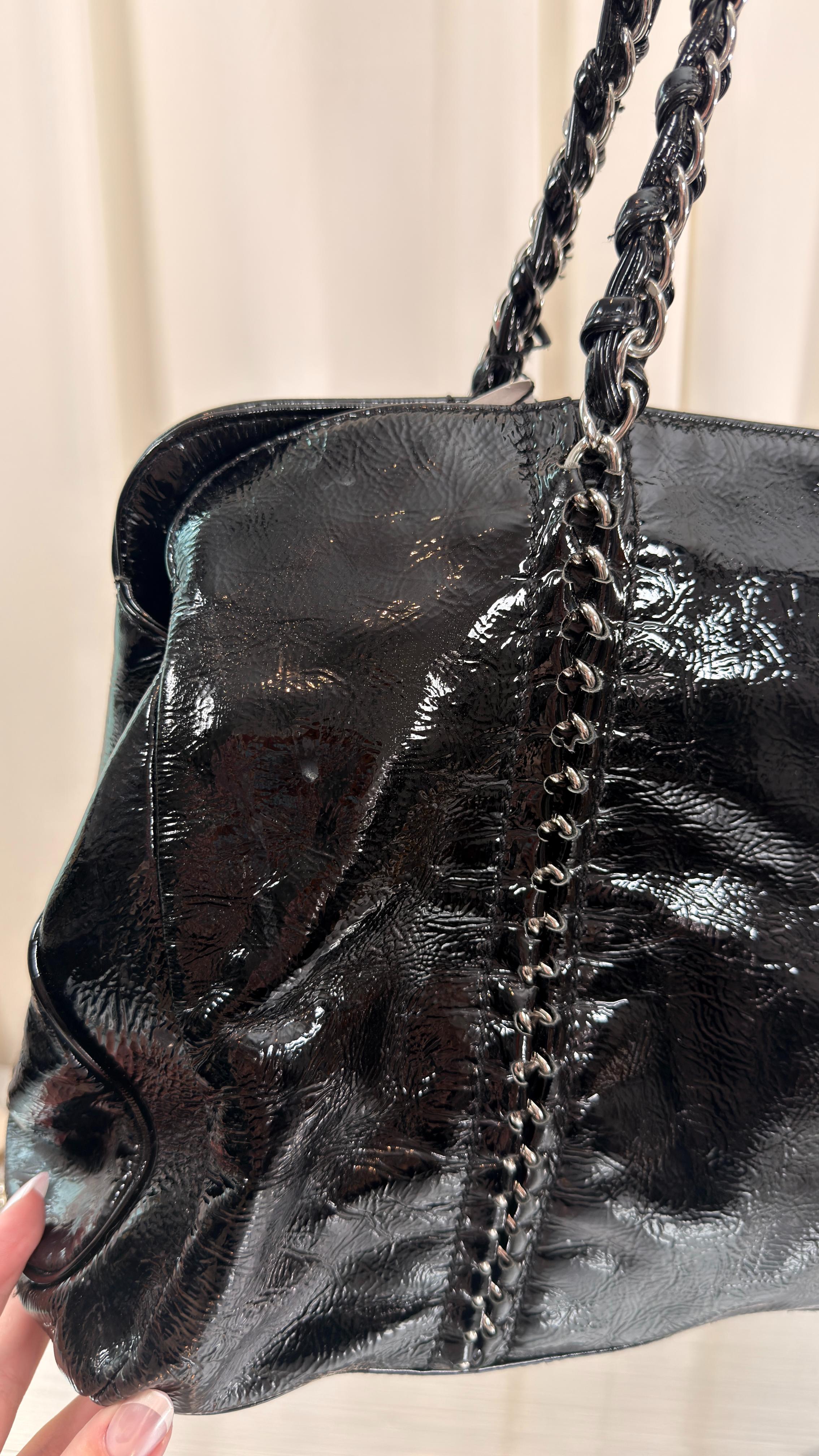 Chanel Black Patent Leather Tote Bag