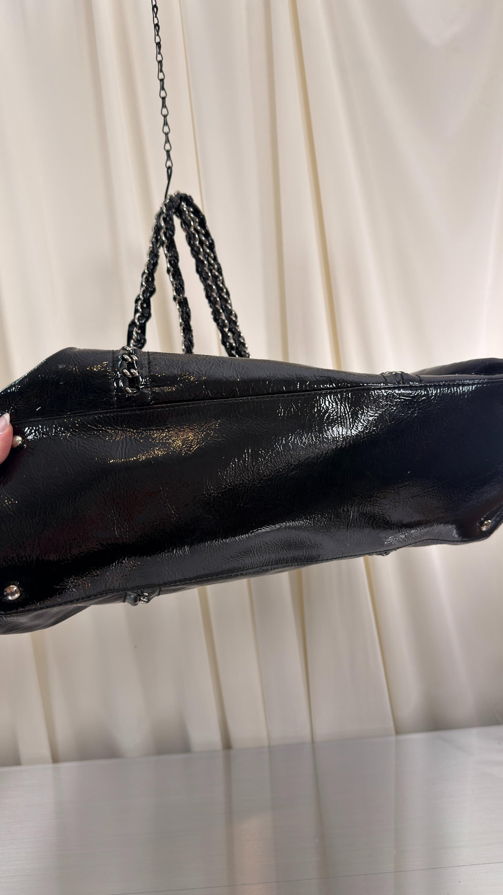 Chanel Black Patent Leather Tote Bag