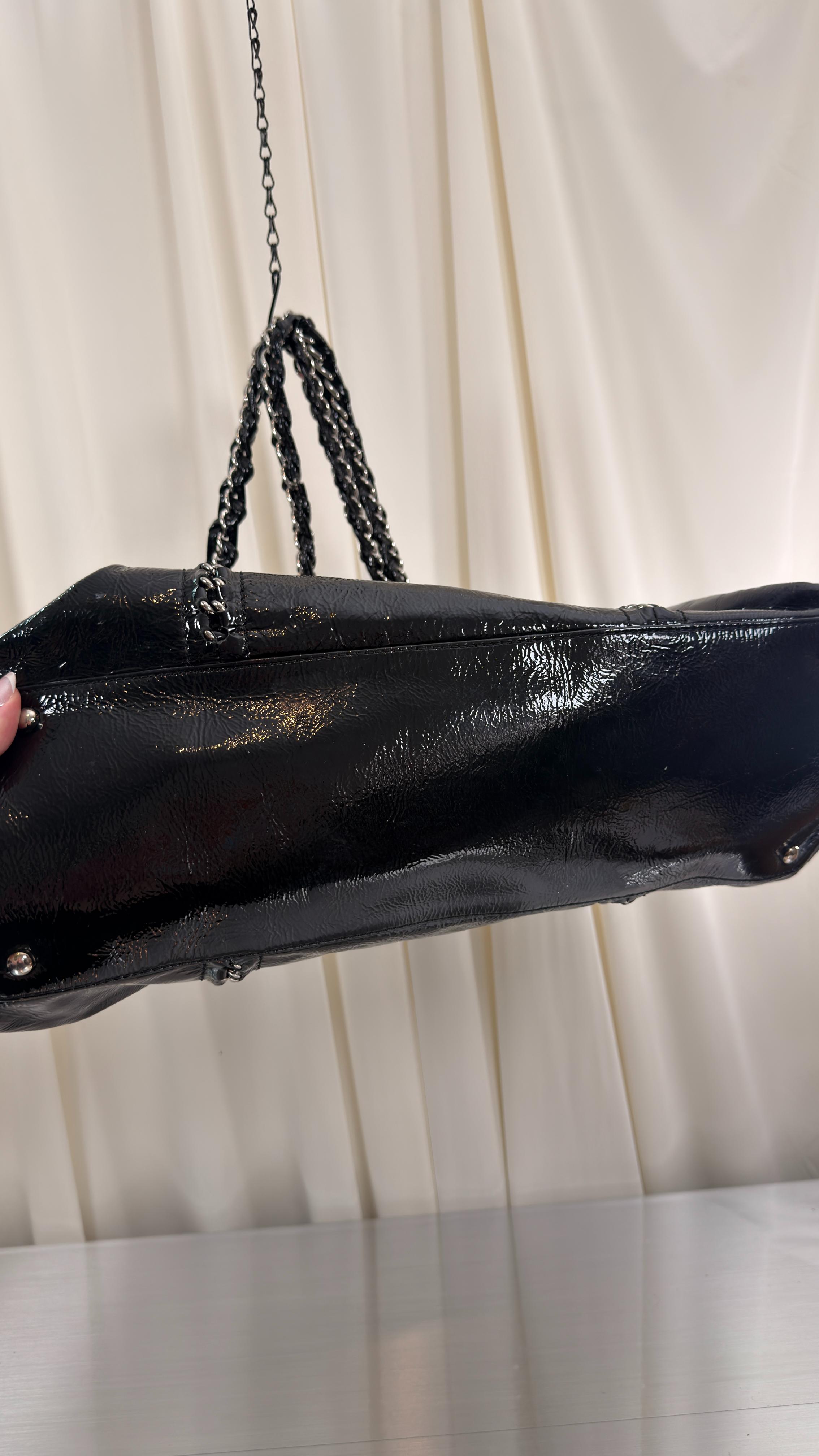 Chanel Black Patent Leather Tote Bag