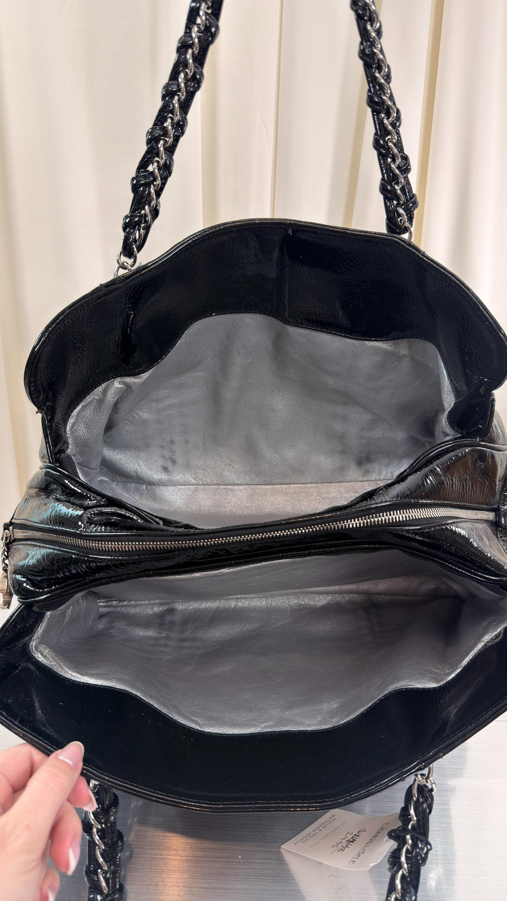 Chanel Black Patent Leather Tote Bag