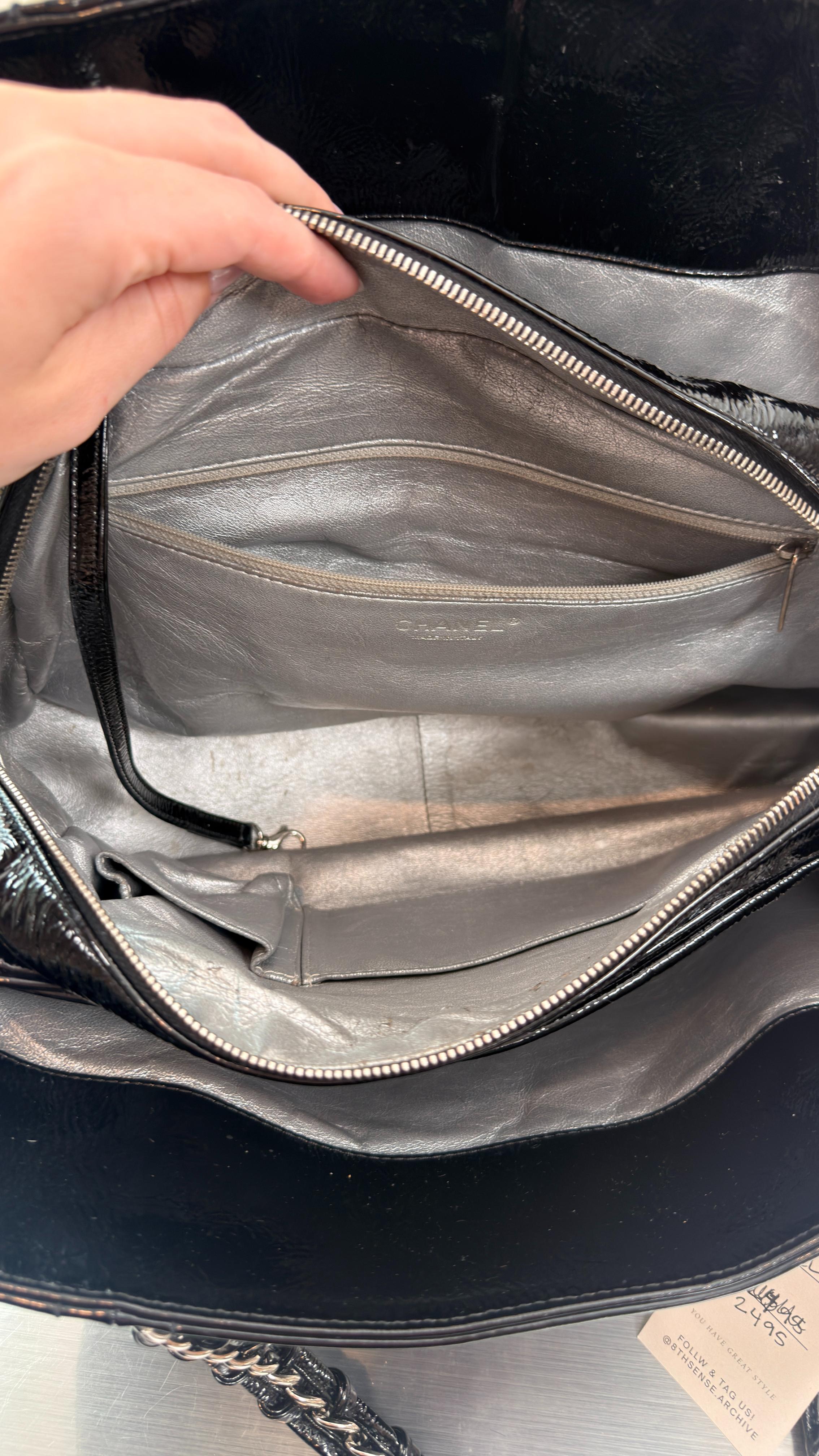 Chanel Black Patent Leather Tote Bag
