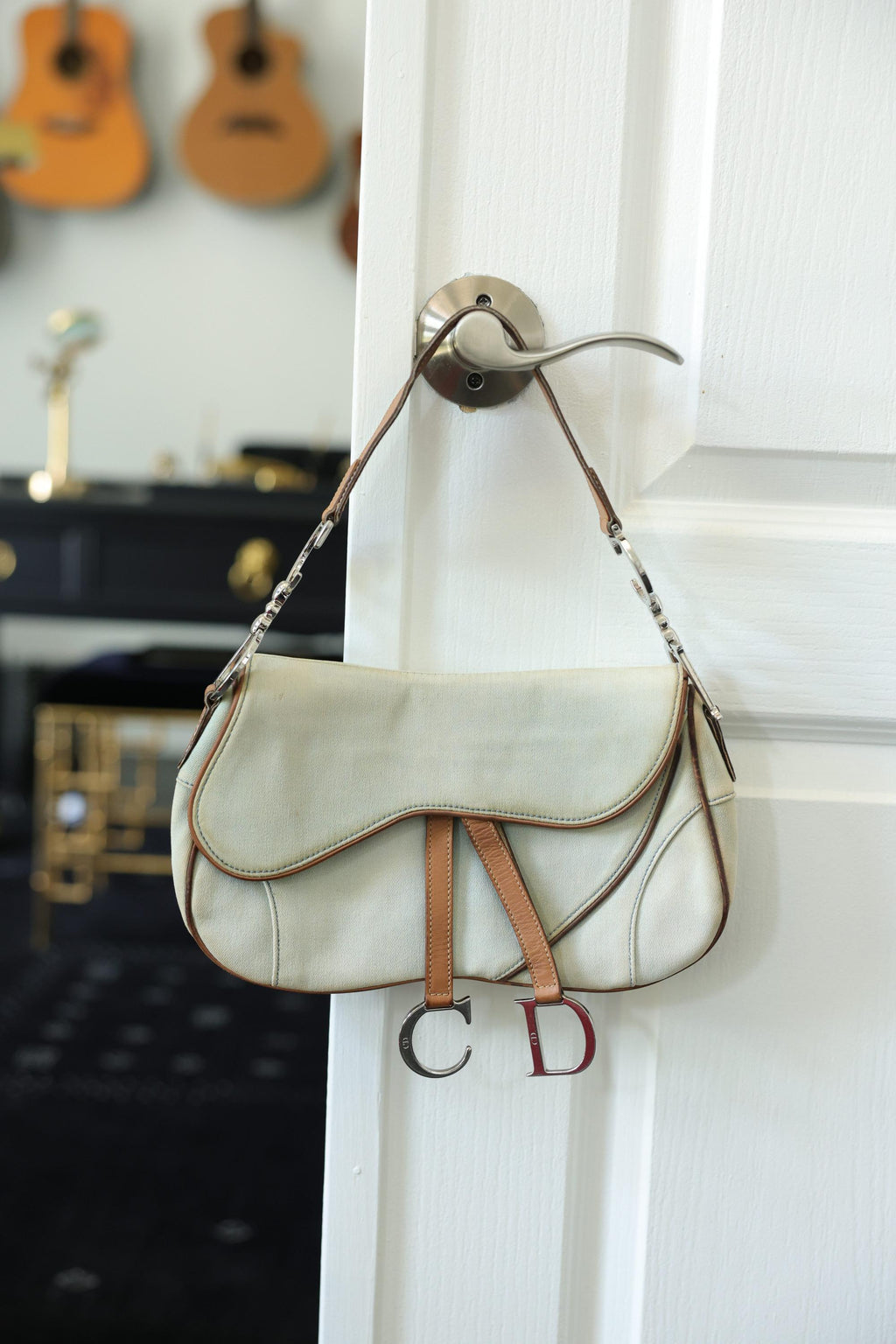 Dior Denim Double Saddle Bag