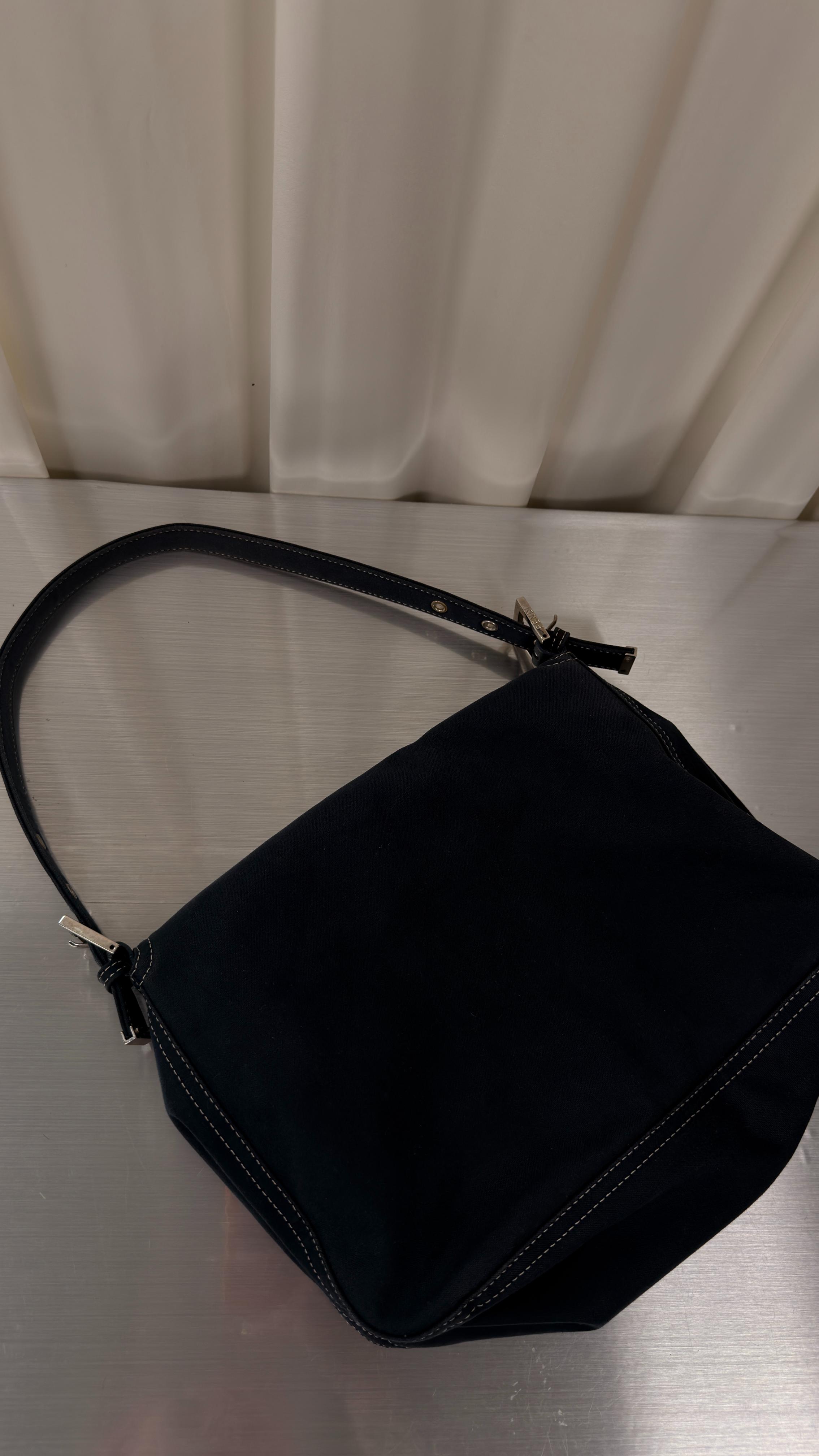 Fendi Canvas Navy Mamma Baguette Bag