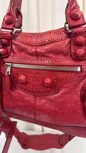 Balenciaga Red Studded Part Time Bag