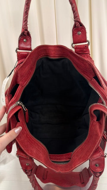 Balenciaga Red Studded Part Time Bag