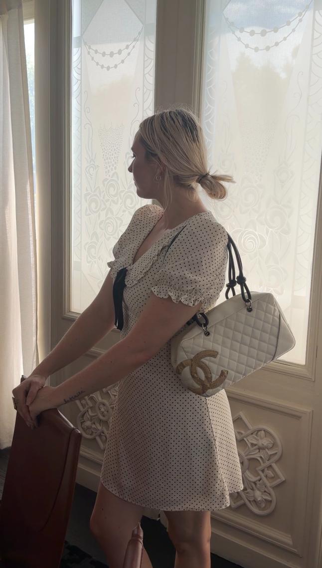 Chanel White Snakeskin Bowler Bag W/ Matching Wallet