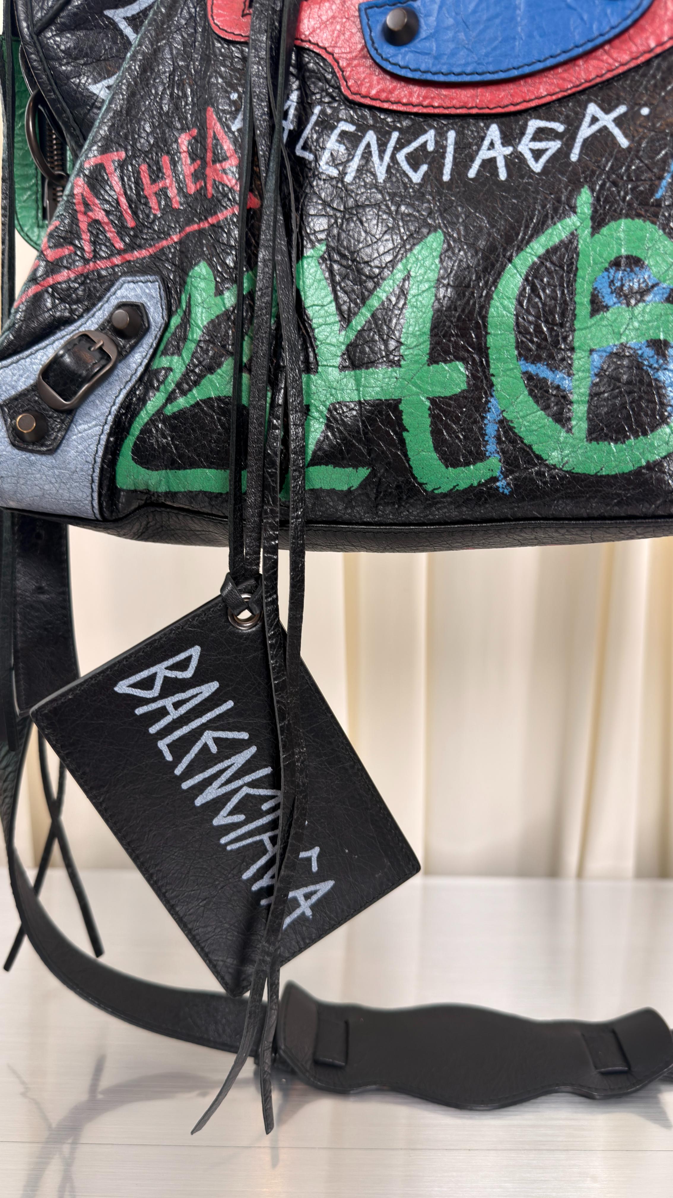 Balenciaga Graffiti Blue, Red, Green City Bag