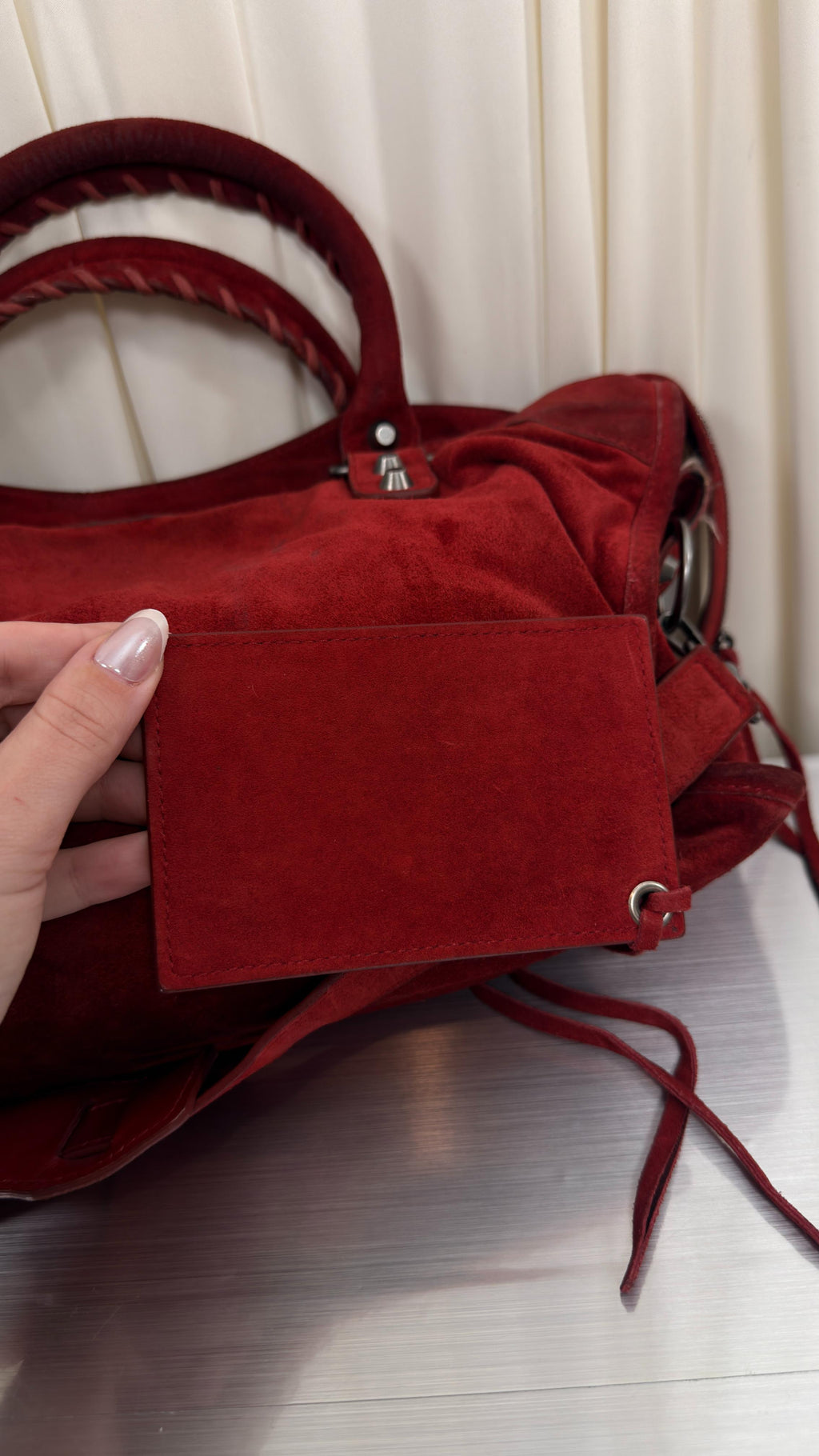 Balenciaga Rare Red Suede City Bag