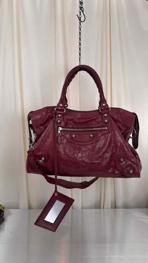 Balenciaga Burgundy City Bag