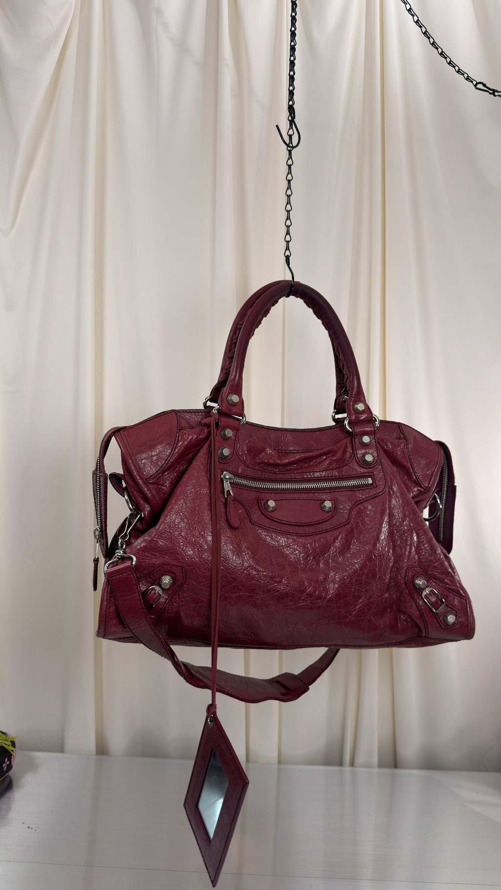 Balenciaga Burgundy City Bag