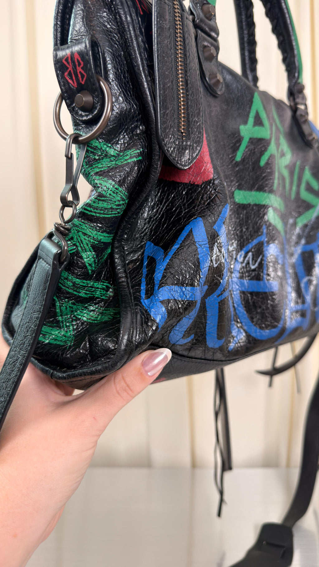 Balenciaga Graffiti Blue, Red, Green City Bag