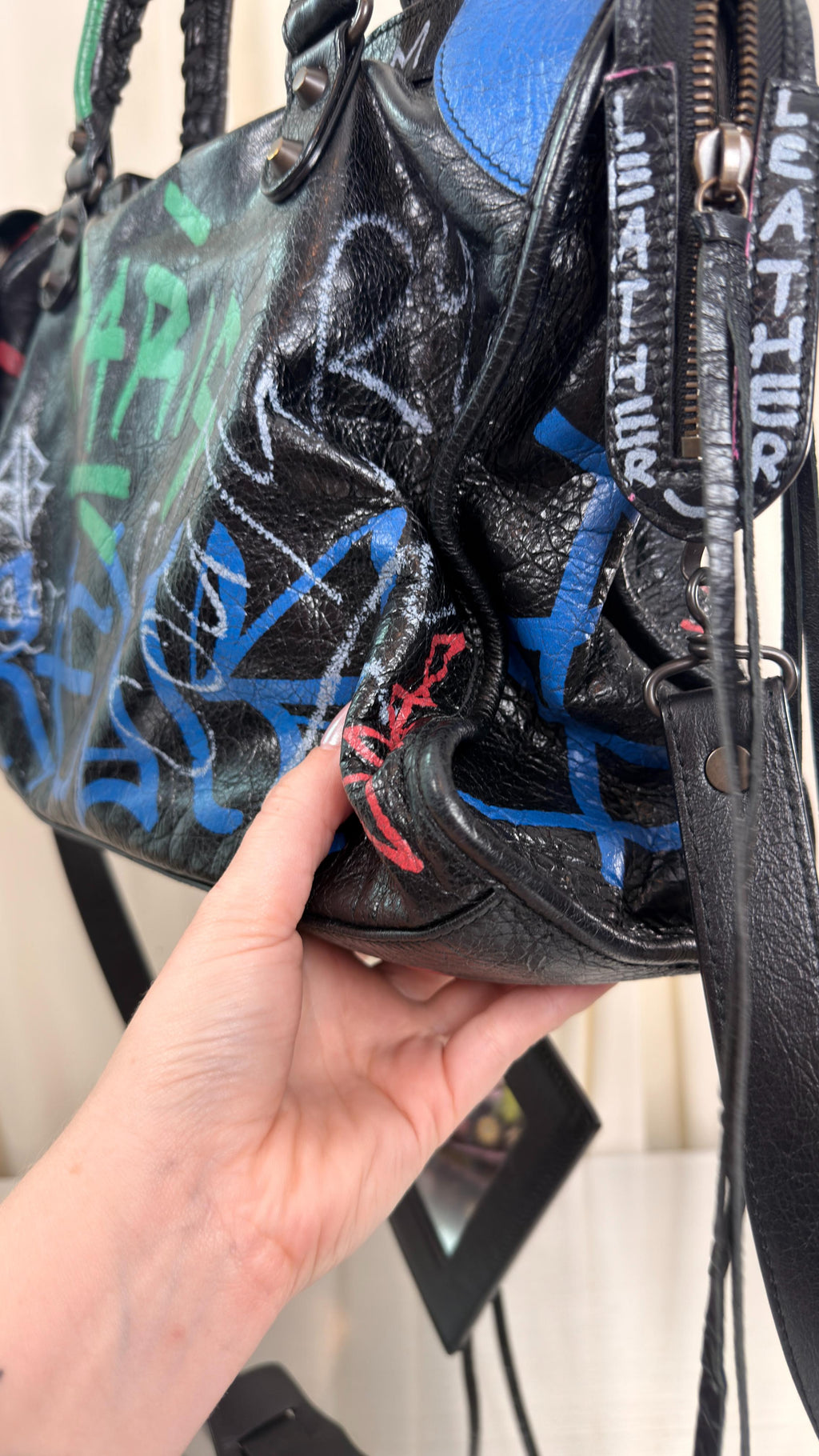 Balenciaga Graffiti Blue, Red, Green City Bag
