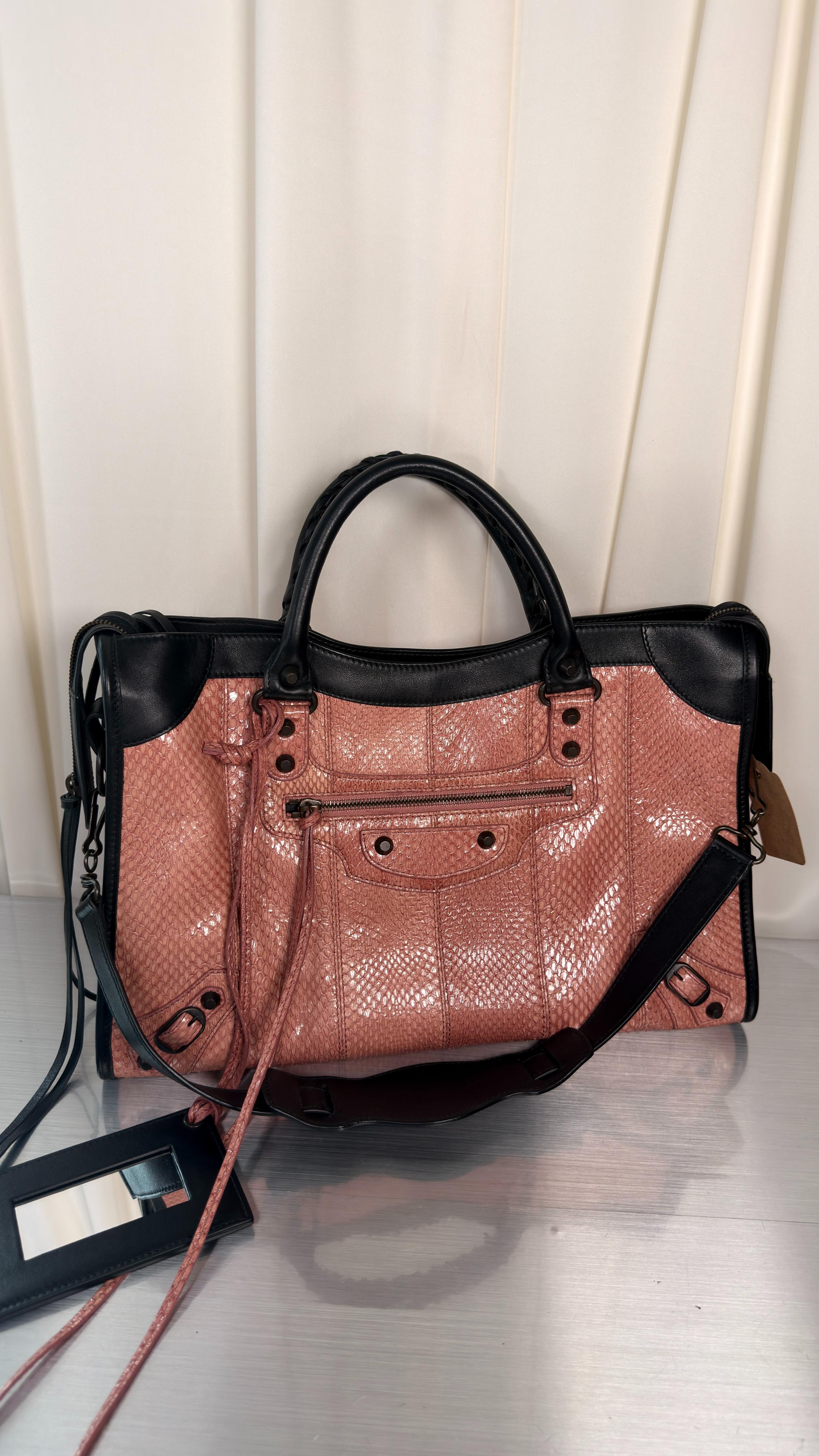 Balenciaga Rare Pink Python City Bag