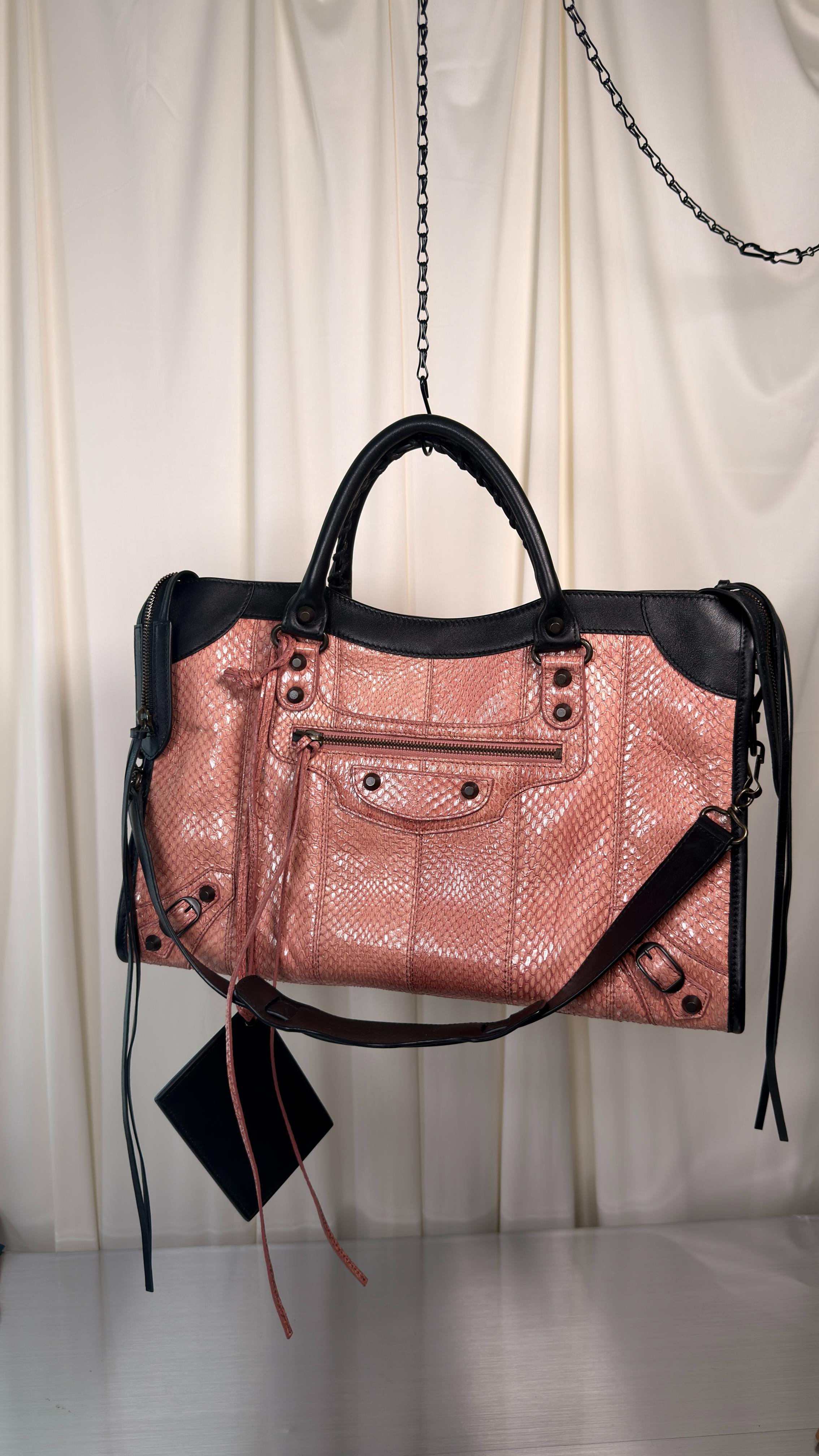 Balenciaga Rare Pink Python City Bag
