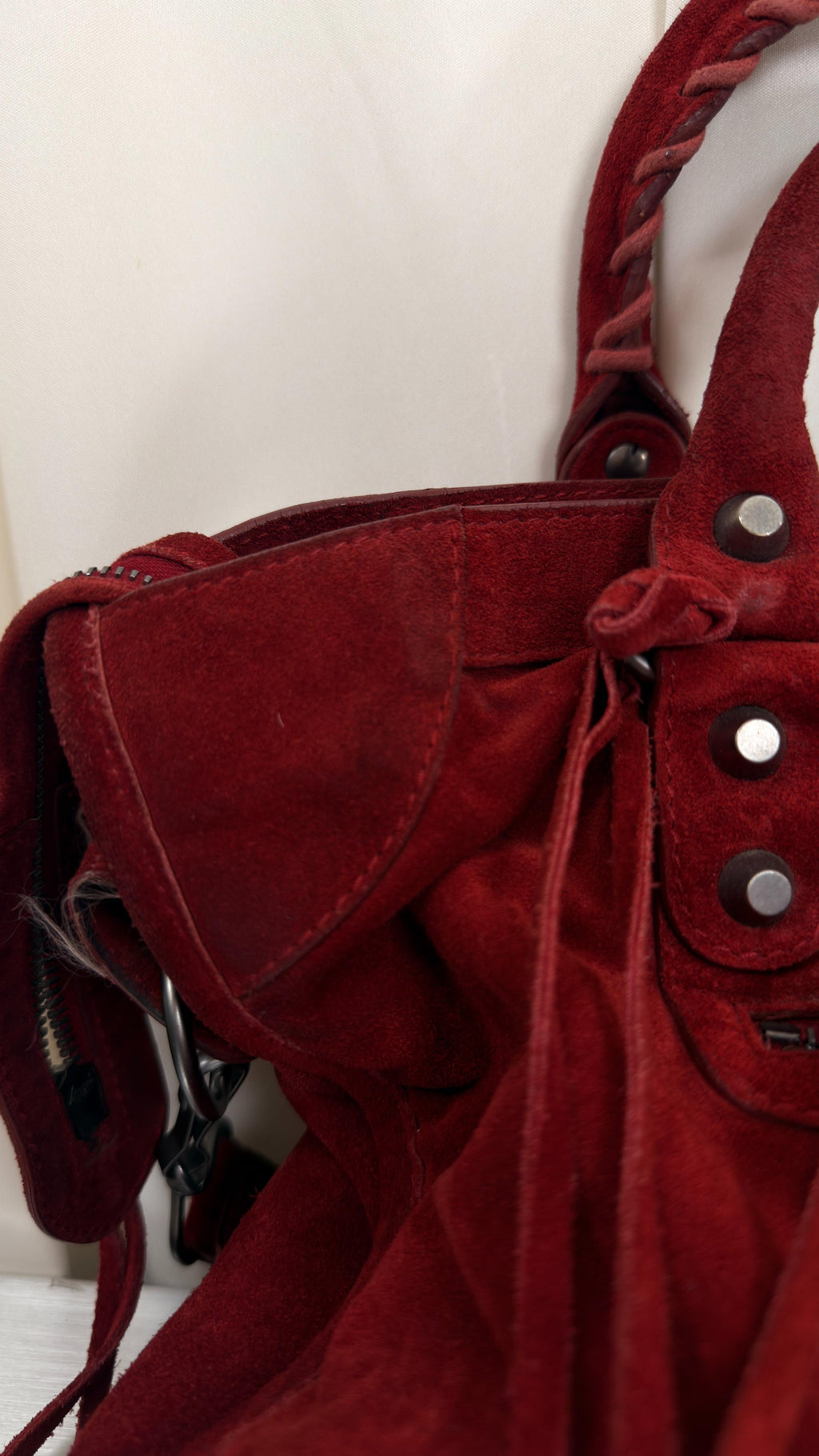 Balenciaga Rare Red Suede City Bag