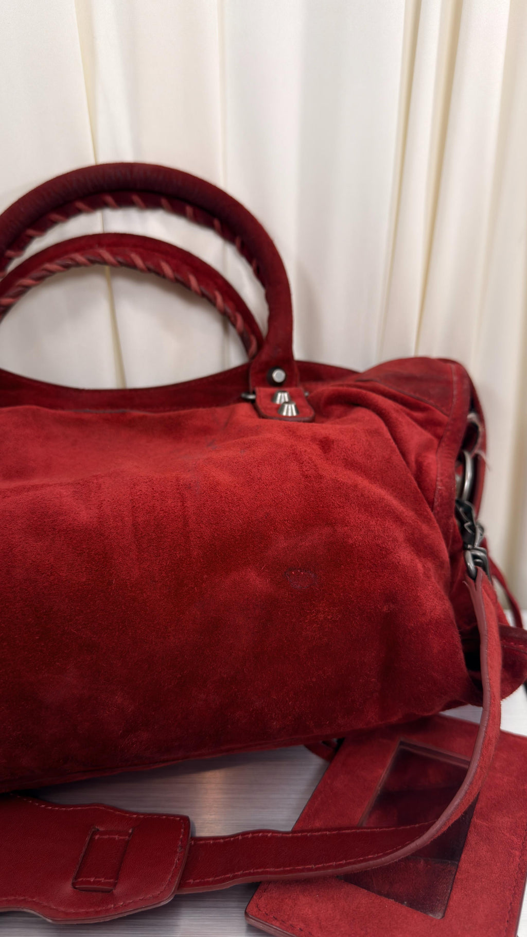 Balenciaga Rare Red Suede City Bag