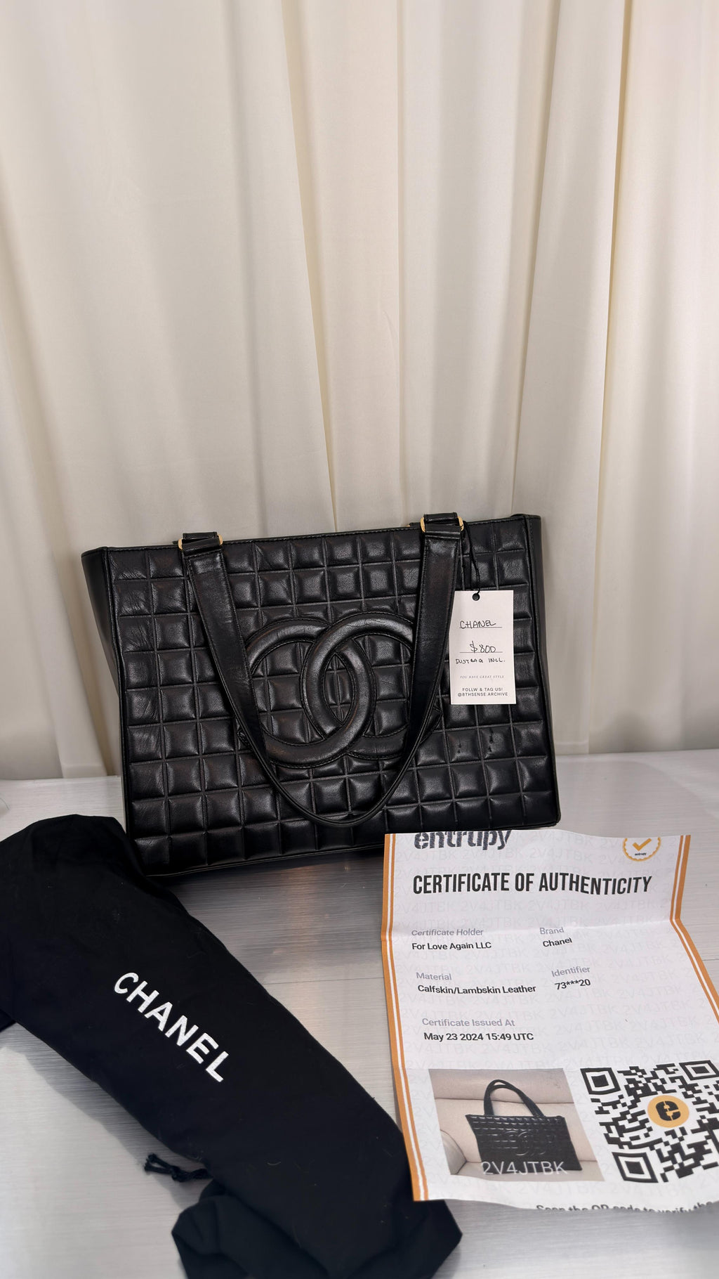 Chanel Black Choco Bar Tote Bag