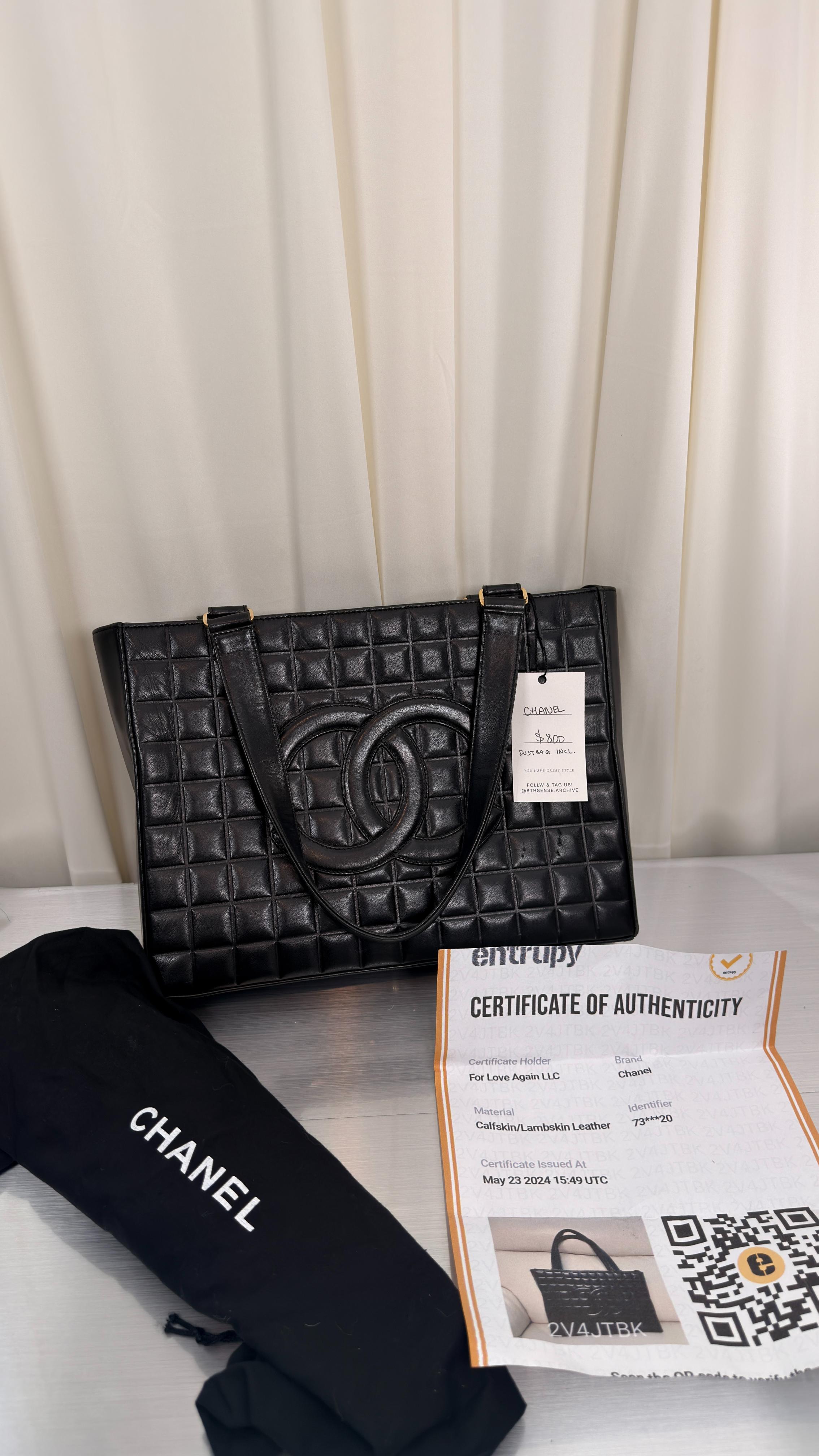 Chanel Black Choco Bar Tote Bag