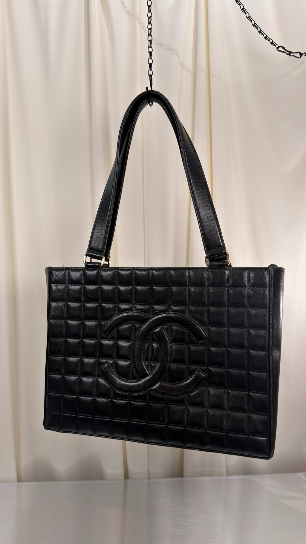 Chanel Black Choco Bar Tote Bag