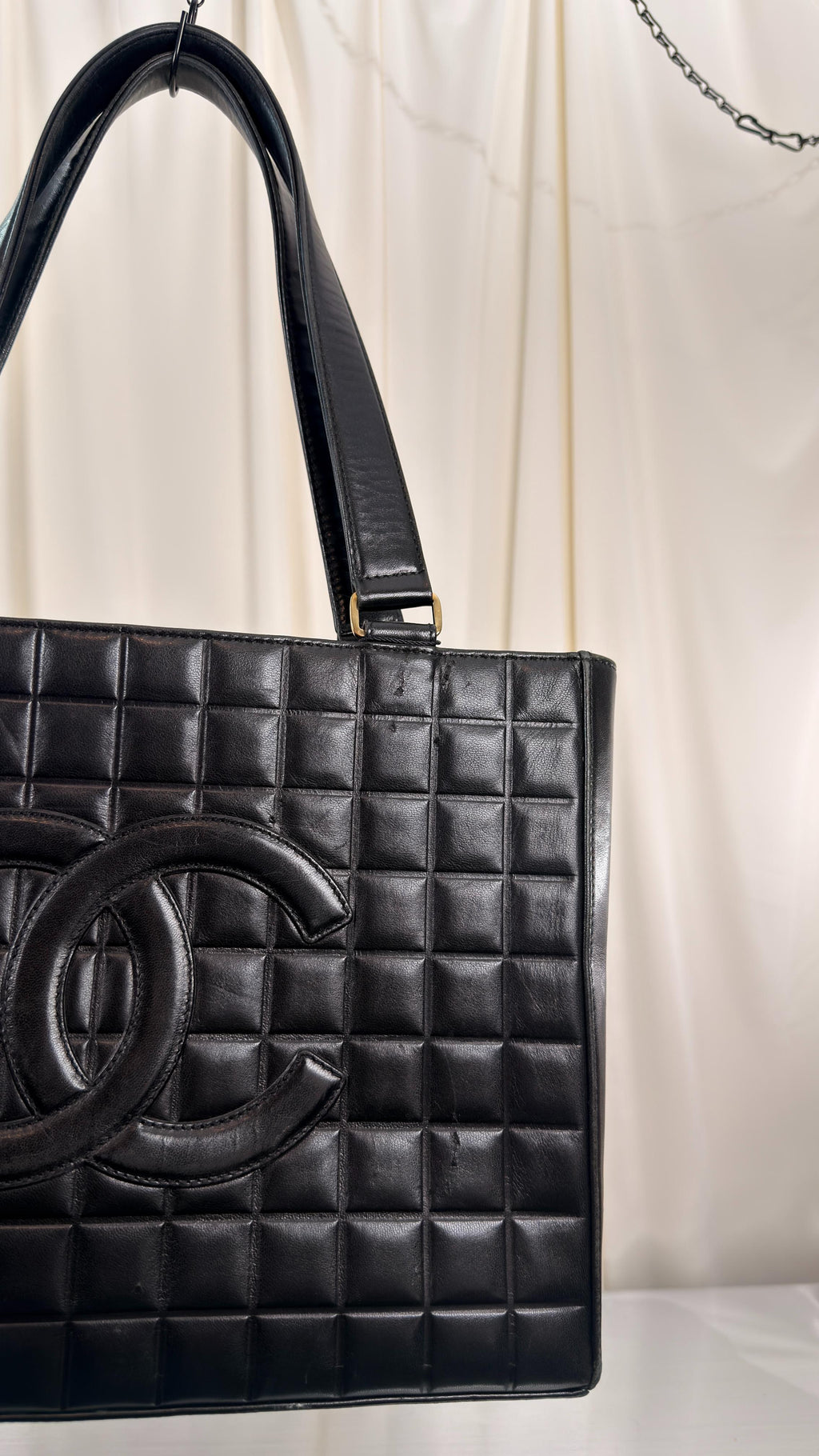Chanel Black Choco Bar Tote Bag