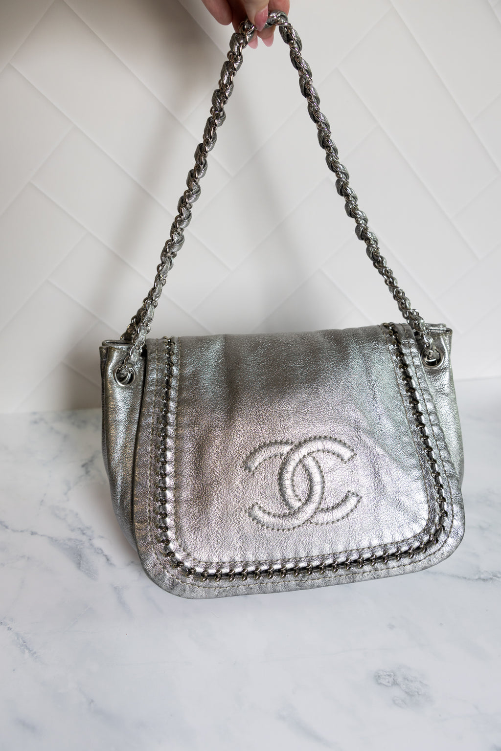 Chanel Luxe Ligne Shoulder Bag Silver