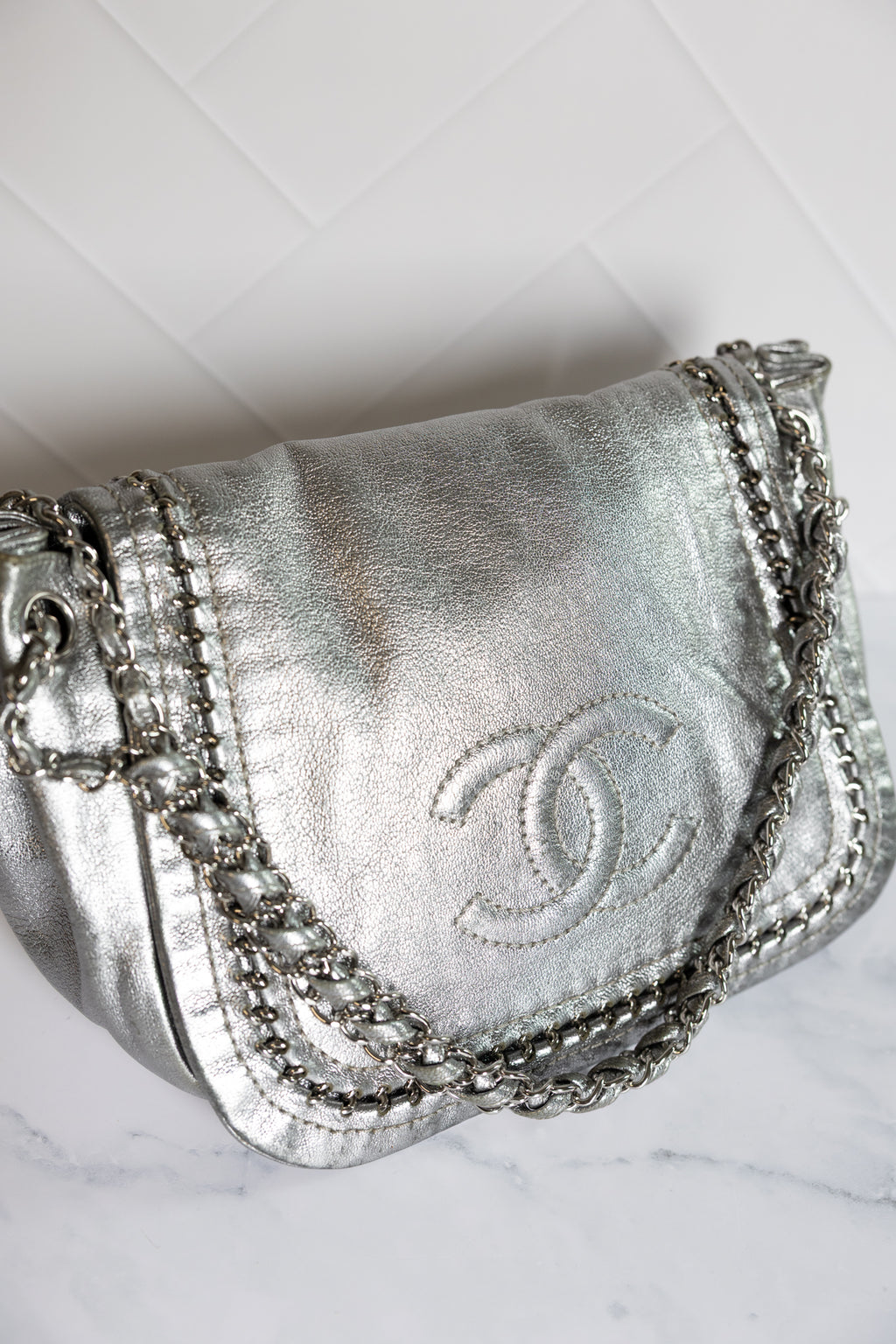 Chanel Luxe Ligne Shoulder Bag Silver