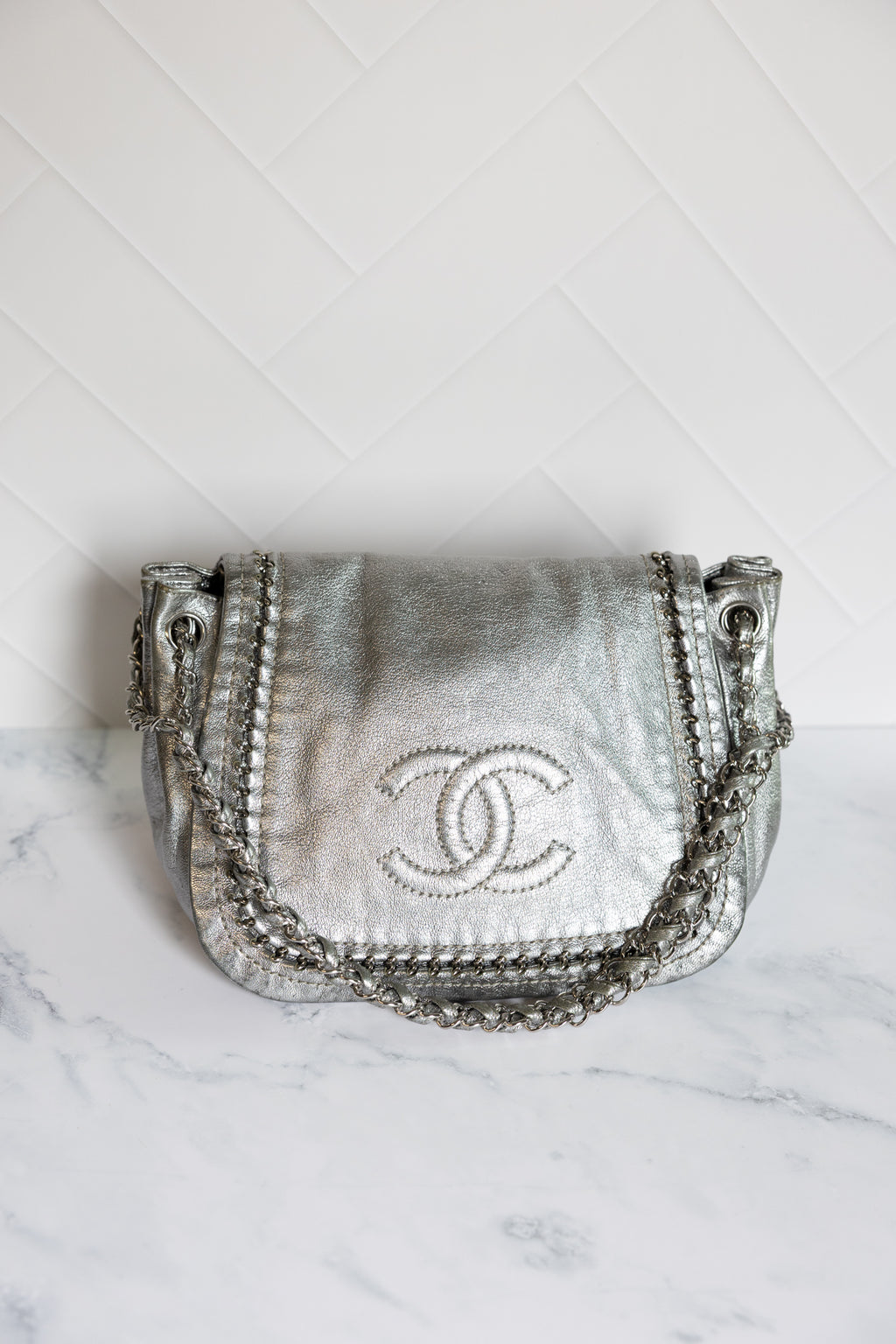 Chanel Luxe Ligne Shoulder Bag Silver