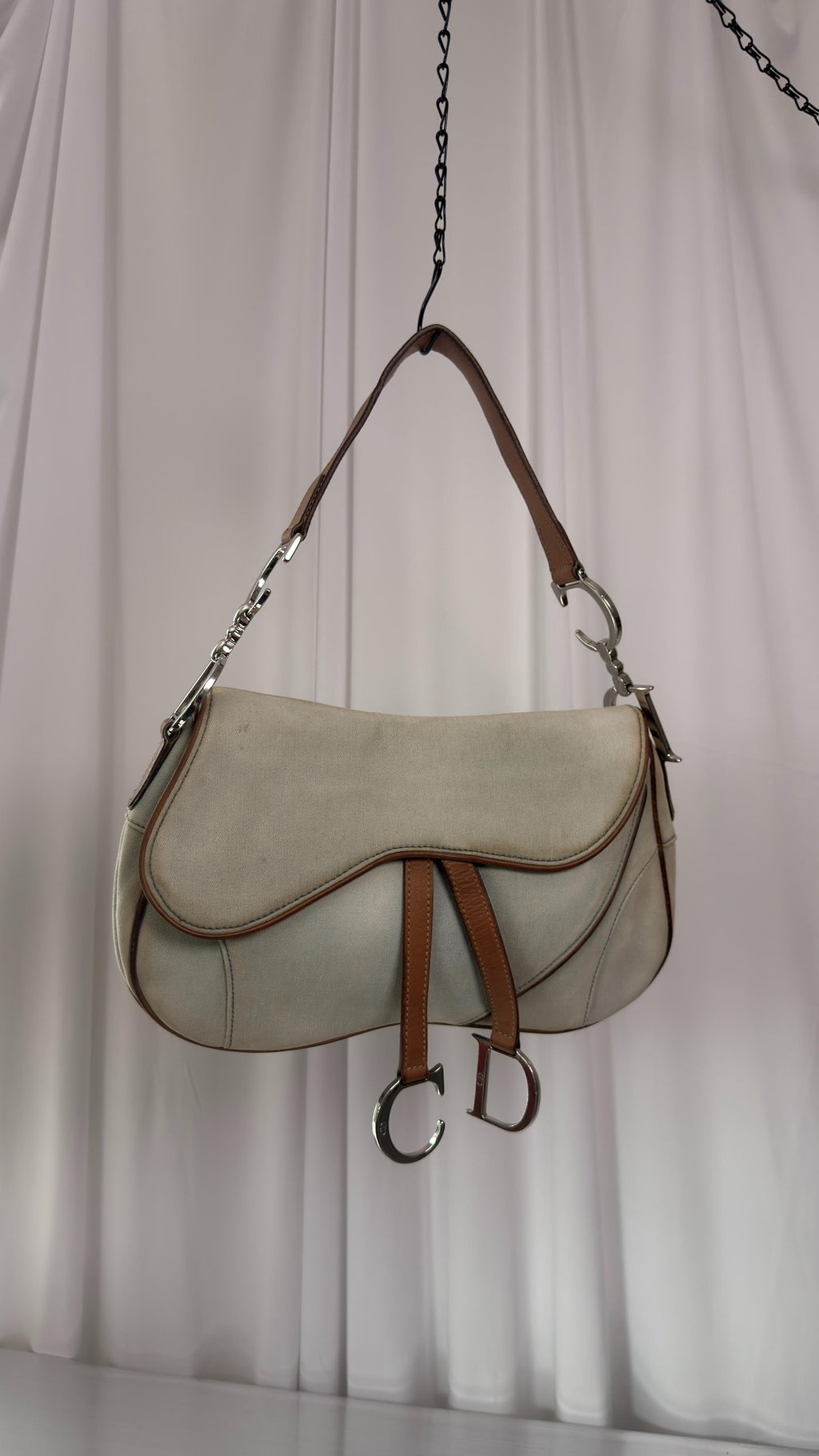 Dior Denim Double Saddle Bag