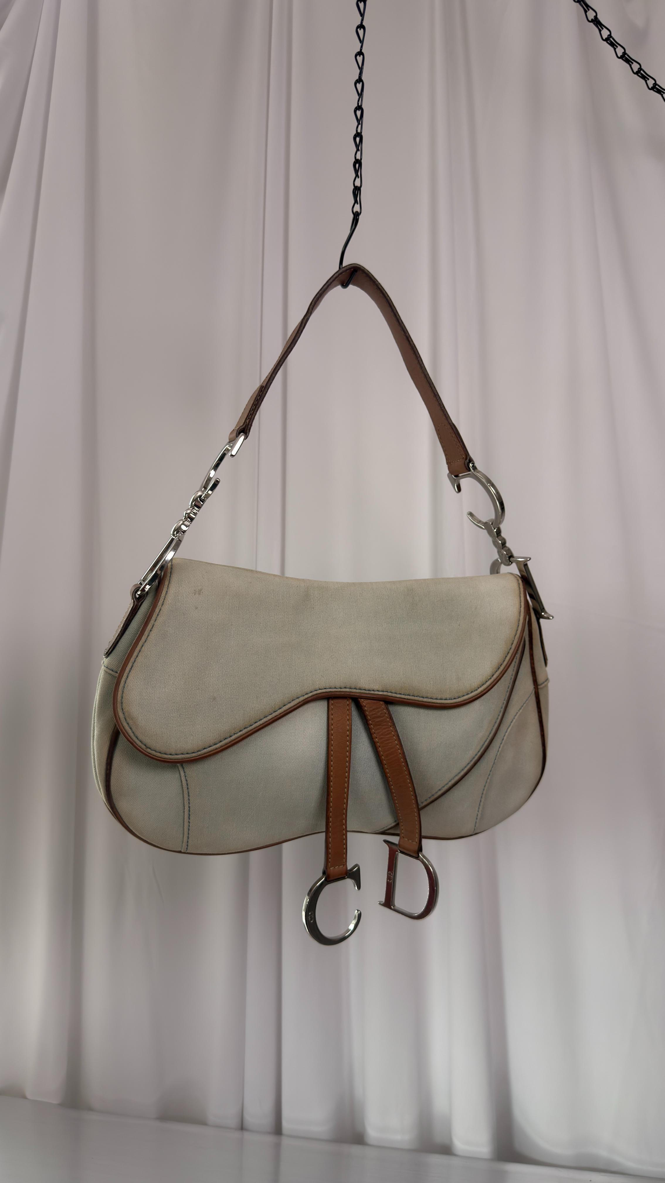 Dior Denim Double Saddle Bag