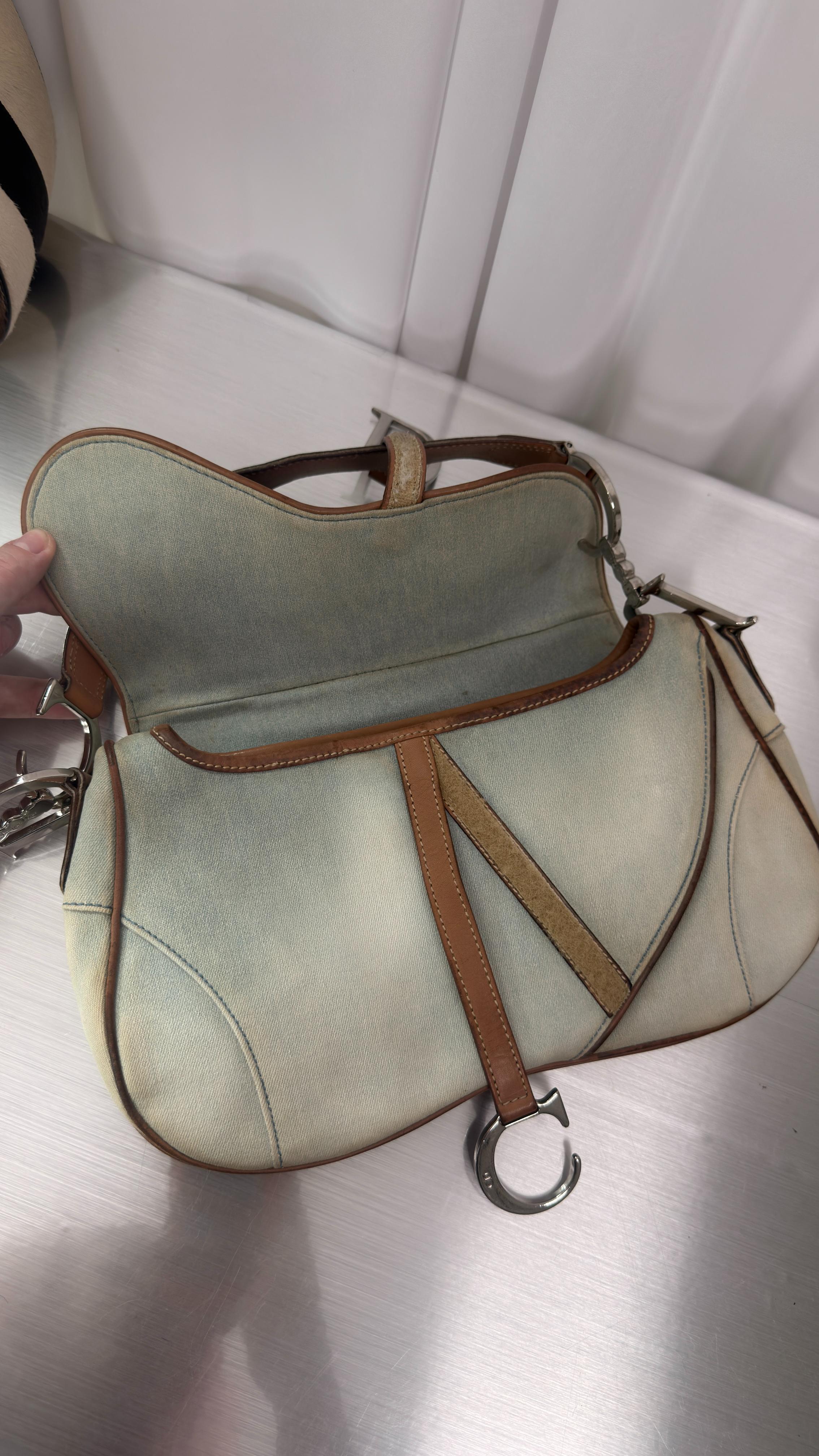 Dior Denim Double Saddle Bag