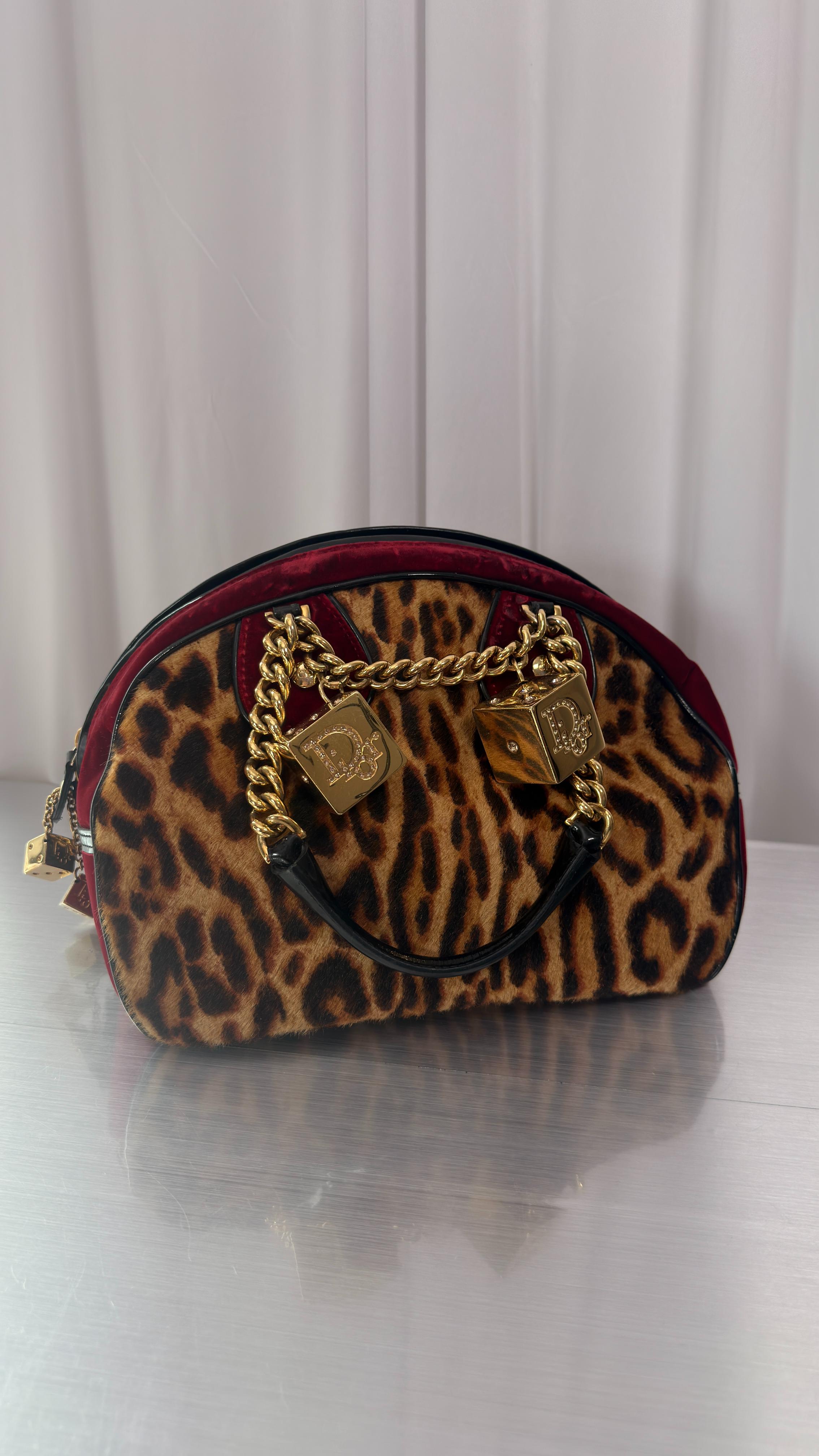 Dior Cheetah Pony Hair Velvet Gambler Bag