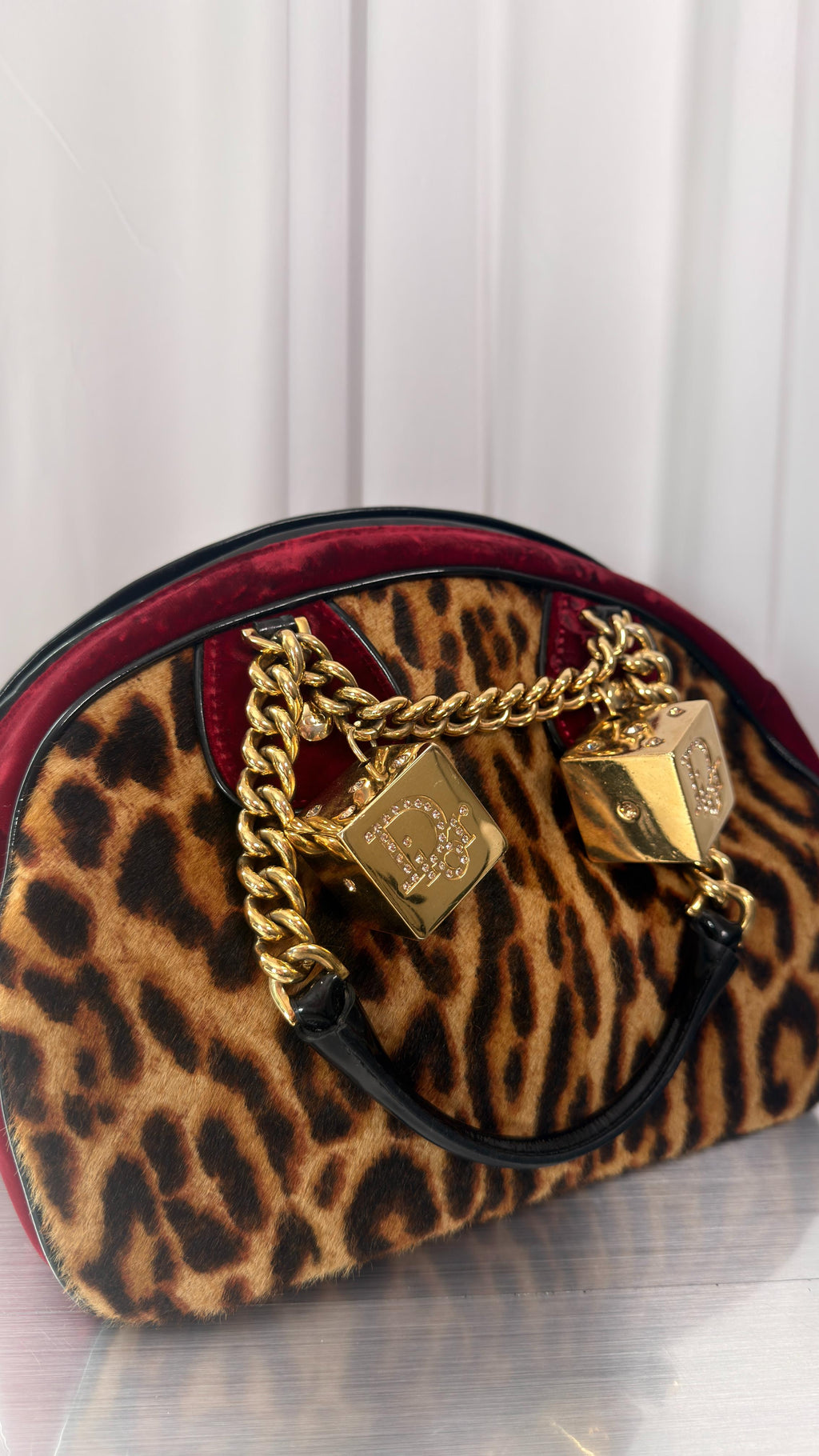 Dior Cheetah Pony Hair Velvet Gambler Bag