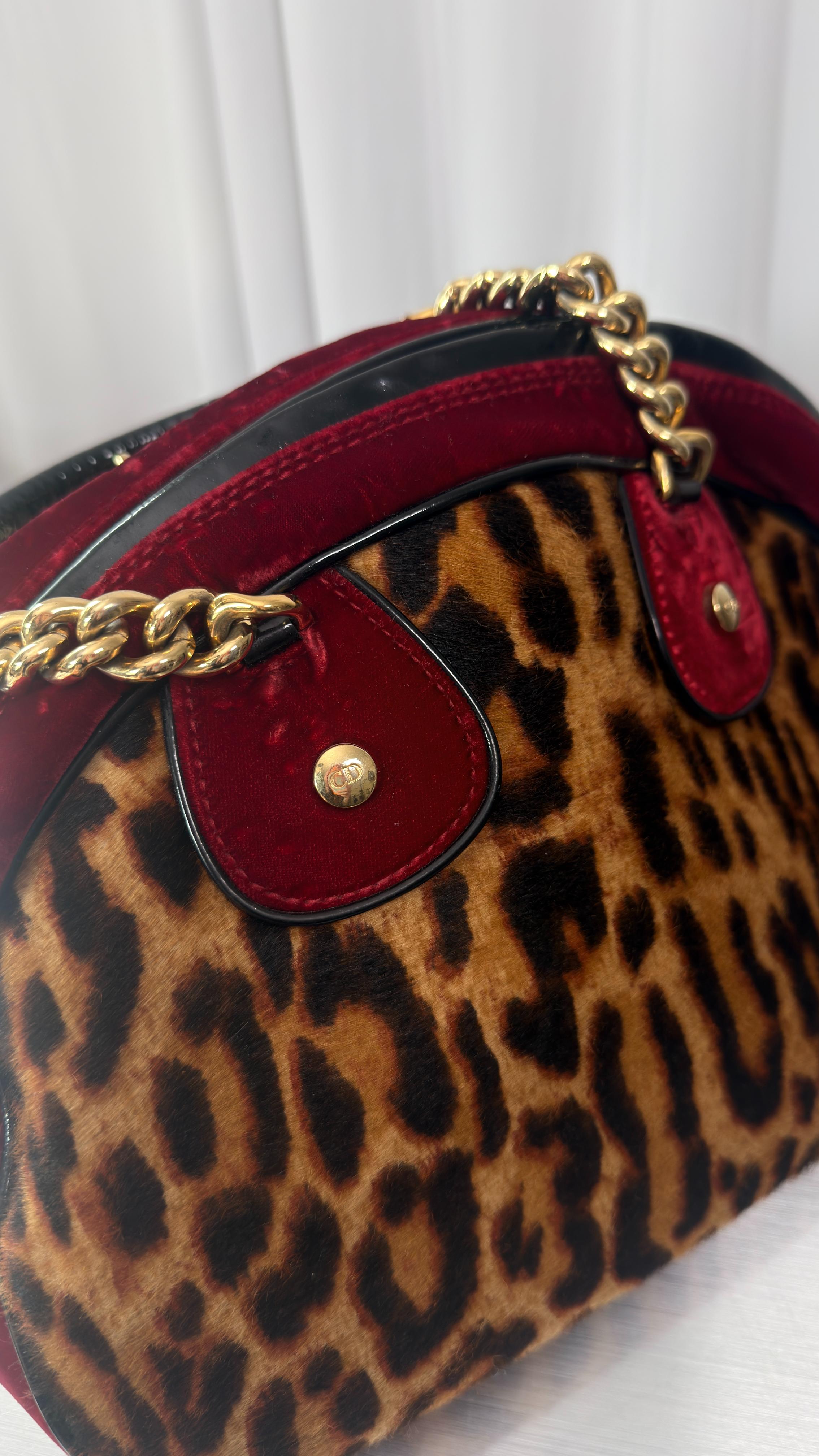 Dior Cheetah Pony Hair Velvet Gambler Bag