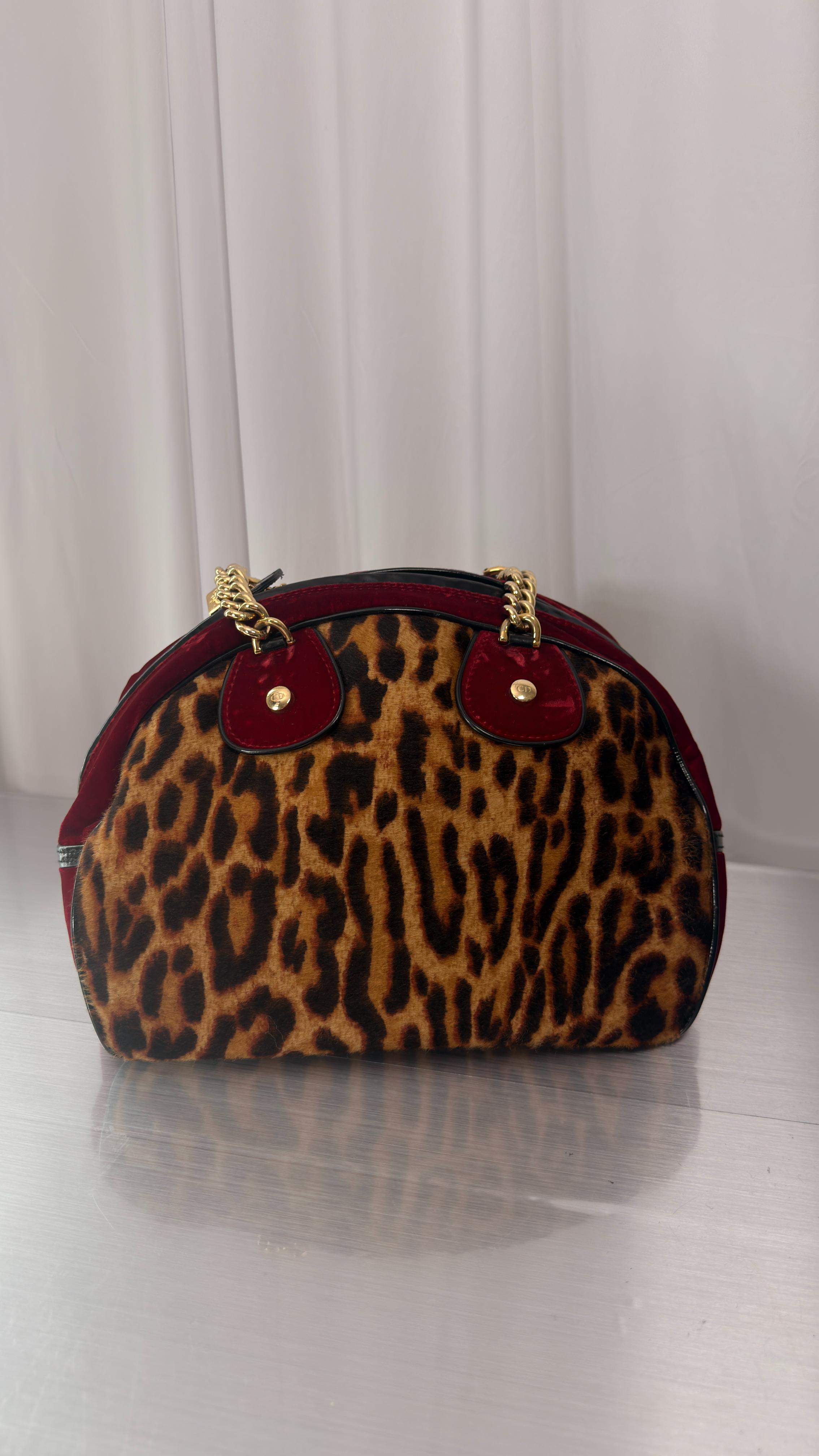 Dior Cheetah Pony Hair Velvet Gambler Bag