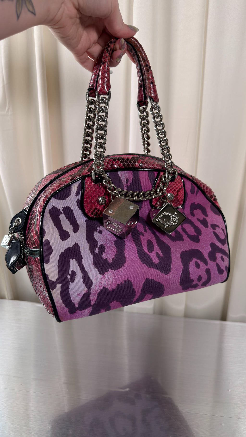 Dior Pink Python Gambler Bag