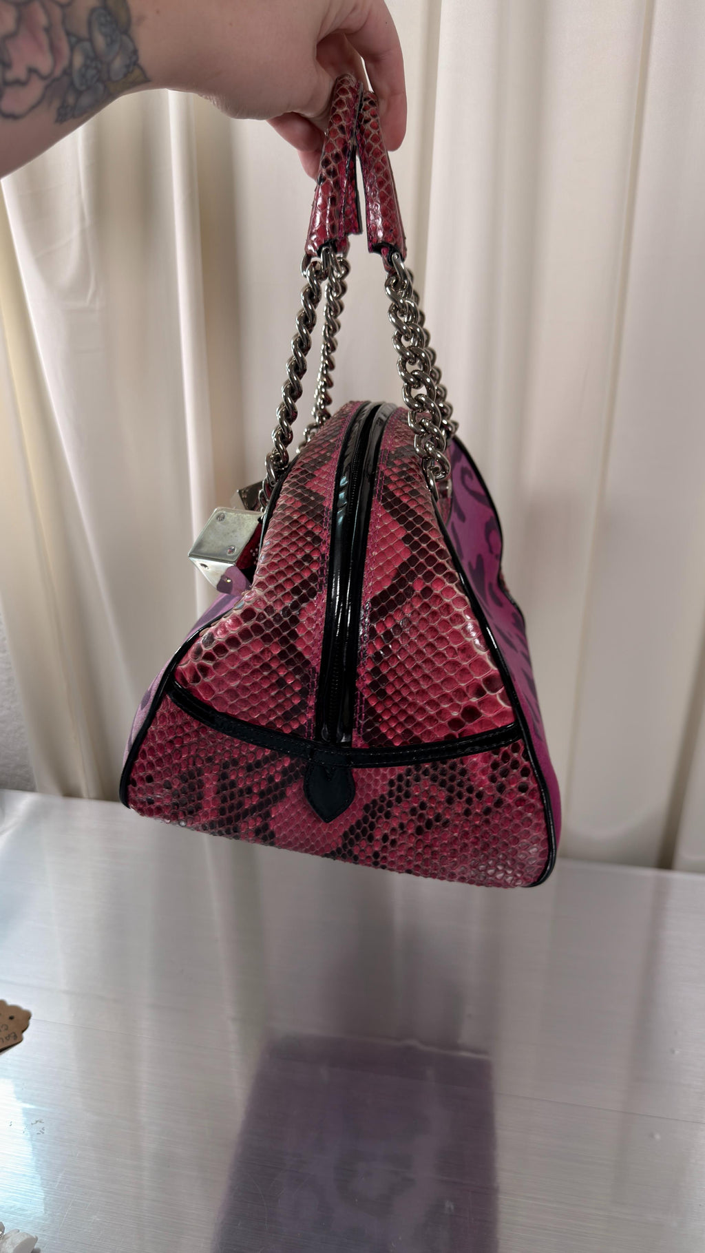 Dior Pink Python Gambler Bag
