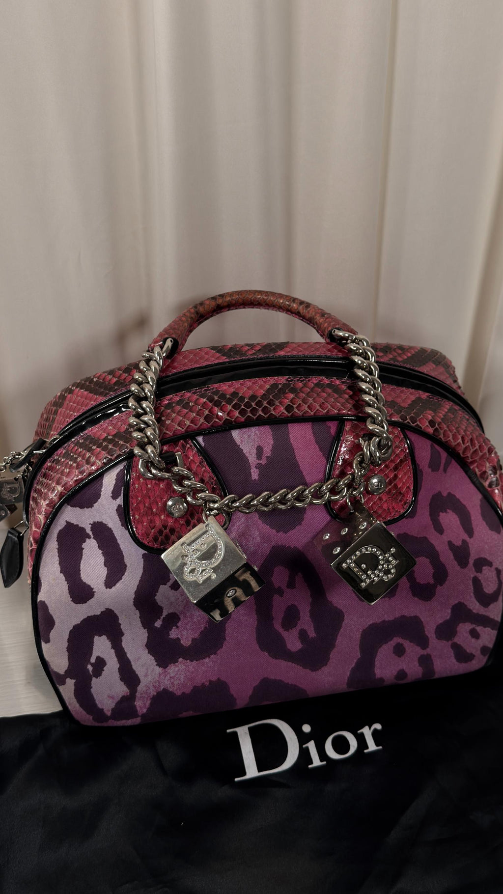 Dior Pink Python Gambler Bag