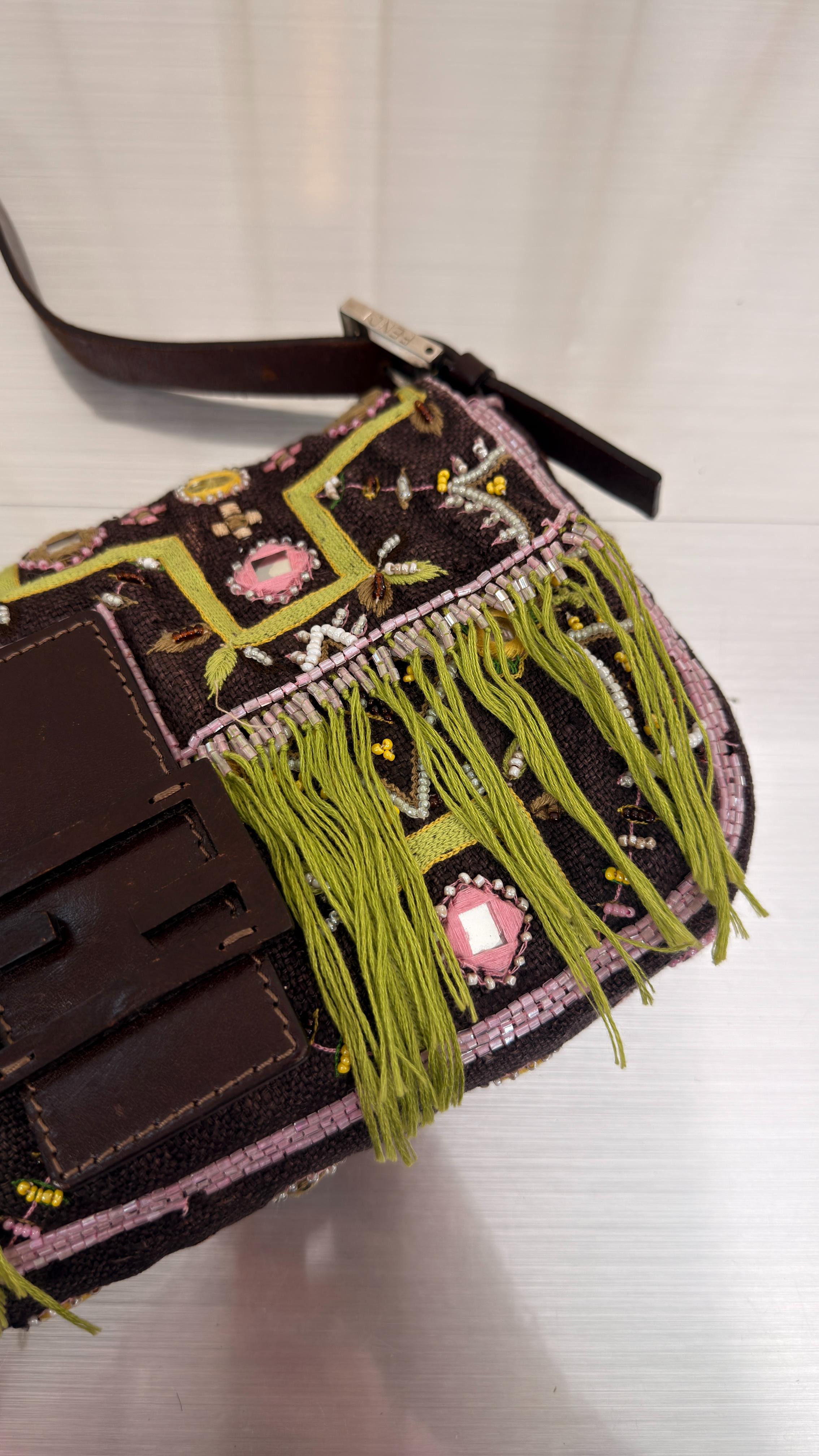Fendi Floral Tassel Baguette Bag