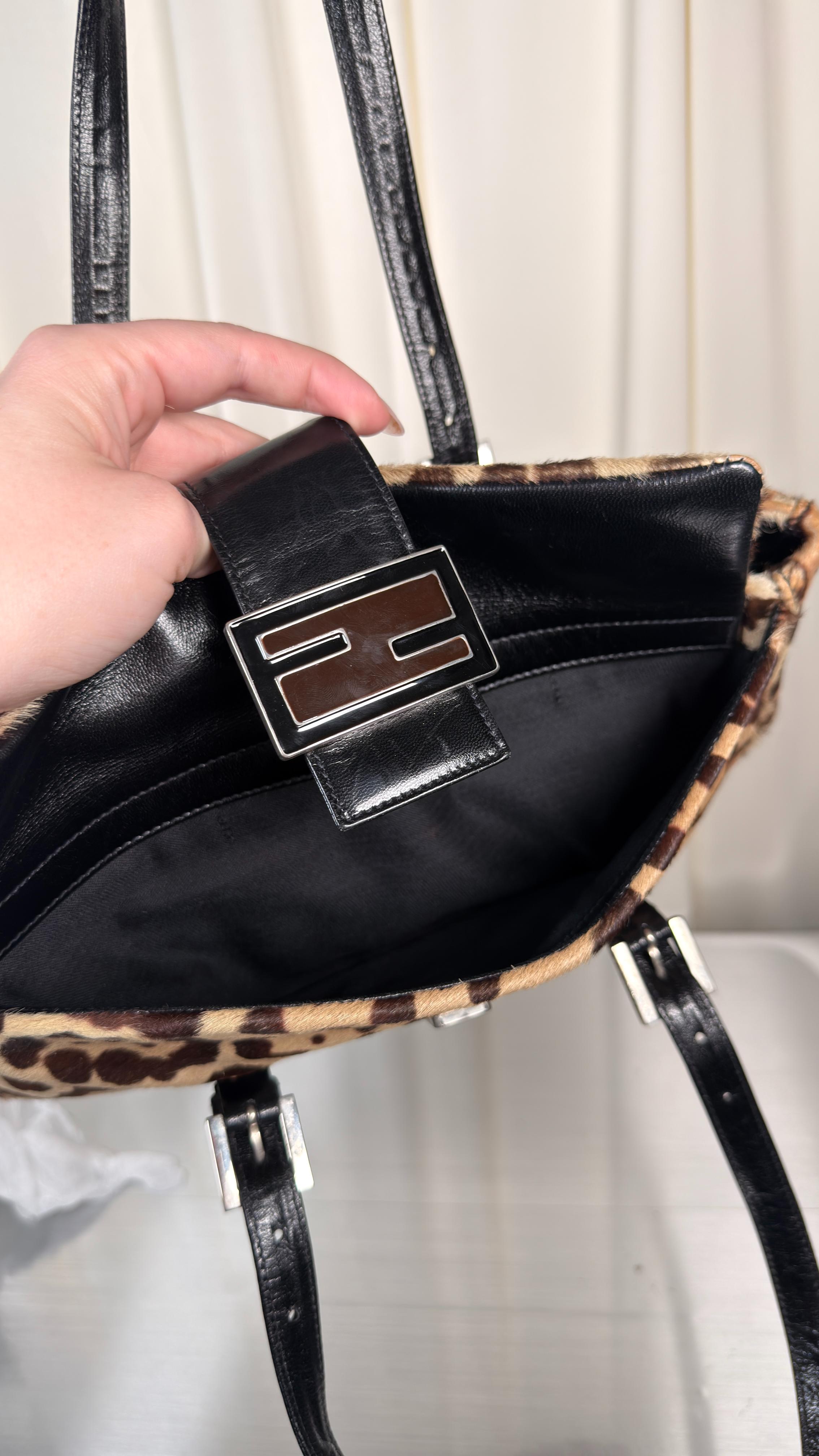 Fendi Black & Green Baguette Bag