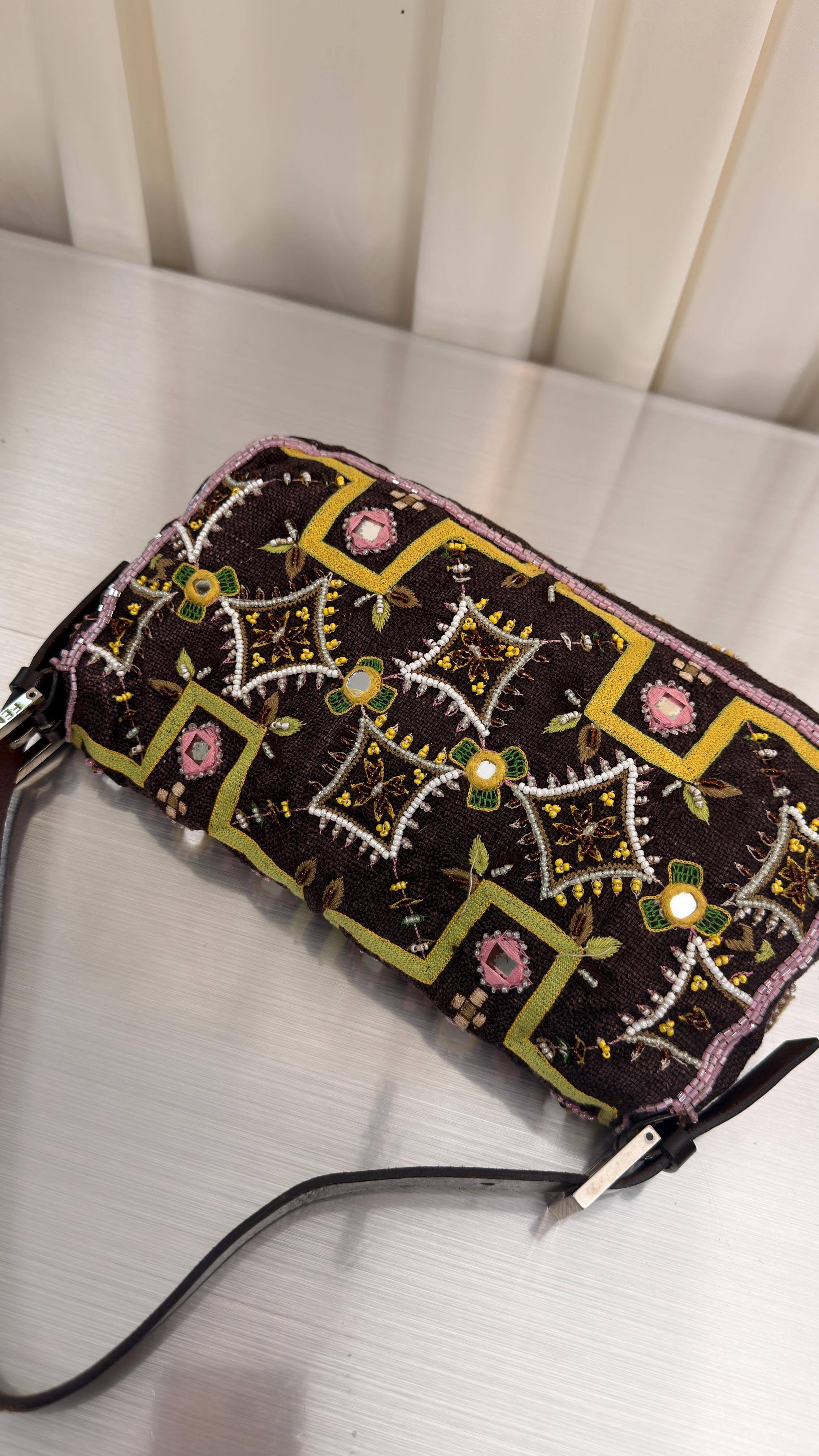Fendi Floral Tassel Baguette Bag