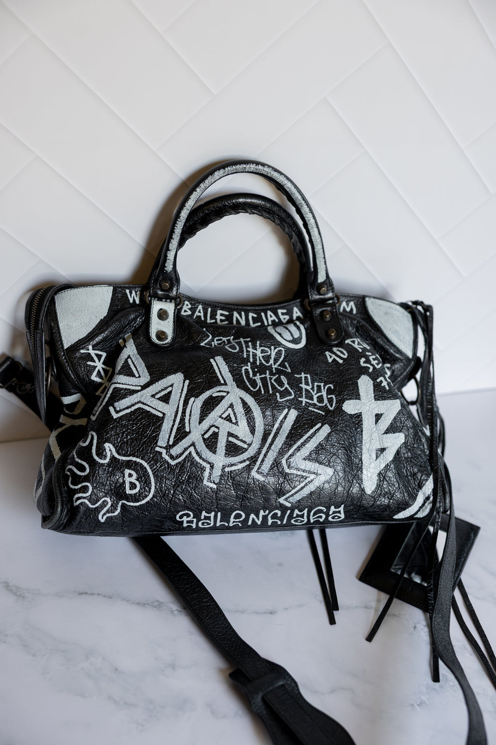 Balenciaga Graffiti Medium City Bag