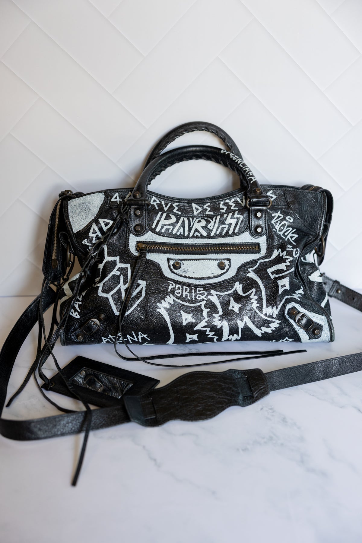 Balenciaga Graffiti Medium City Bag