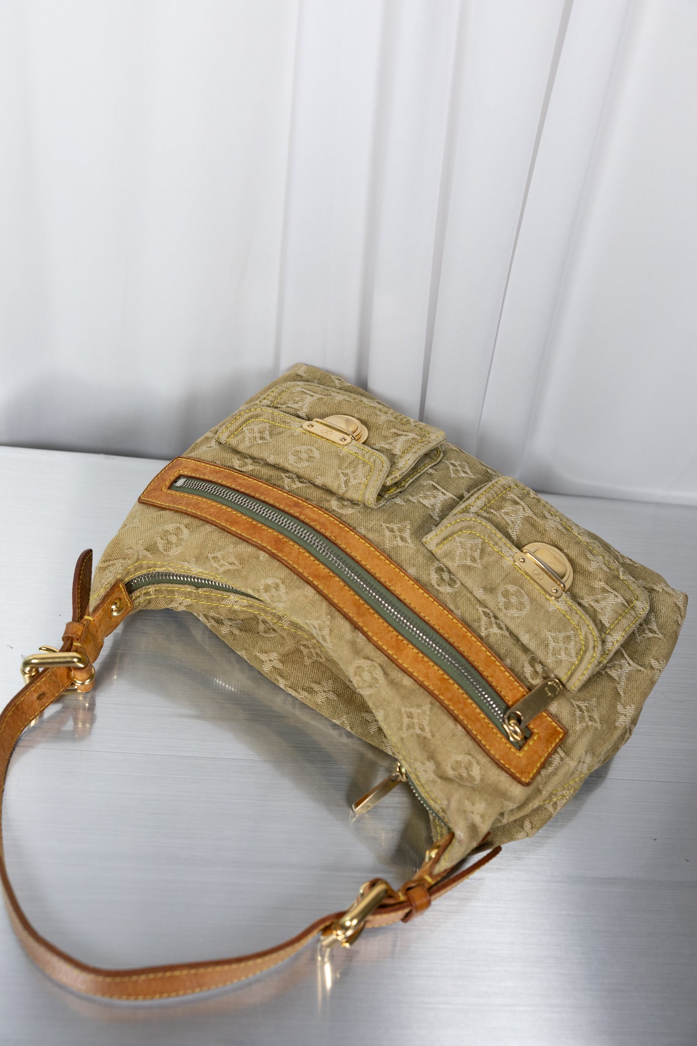 Louis Vuitton Rare Green Denim Baggy