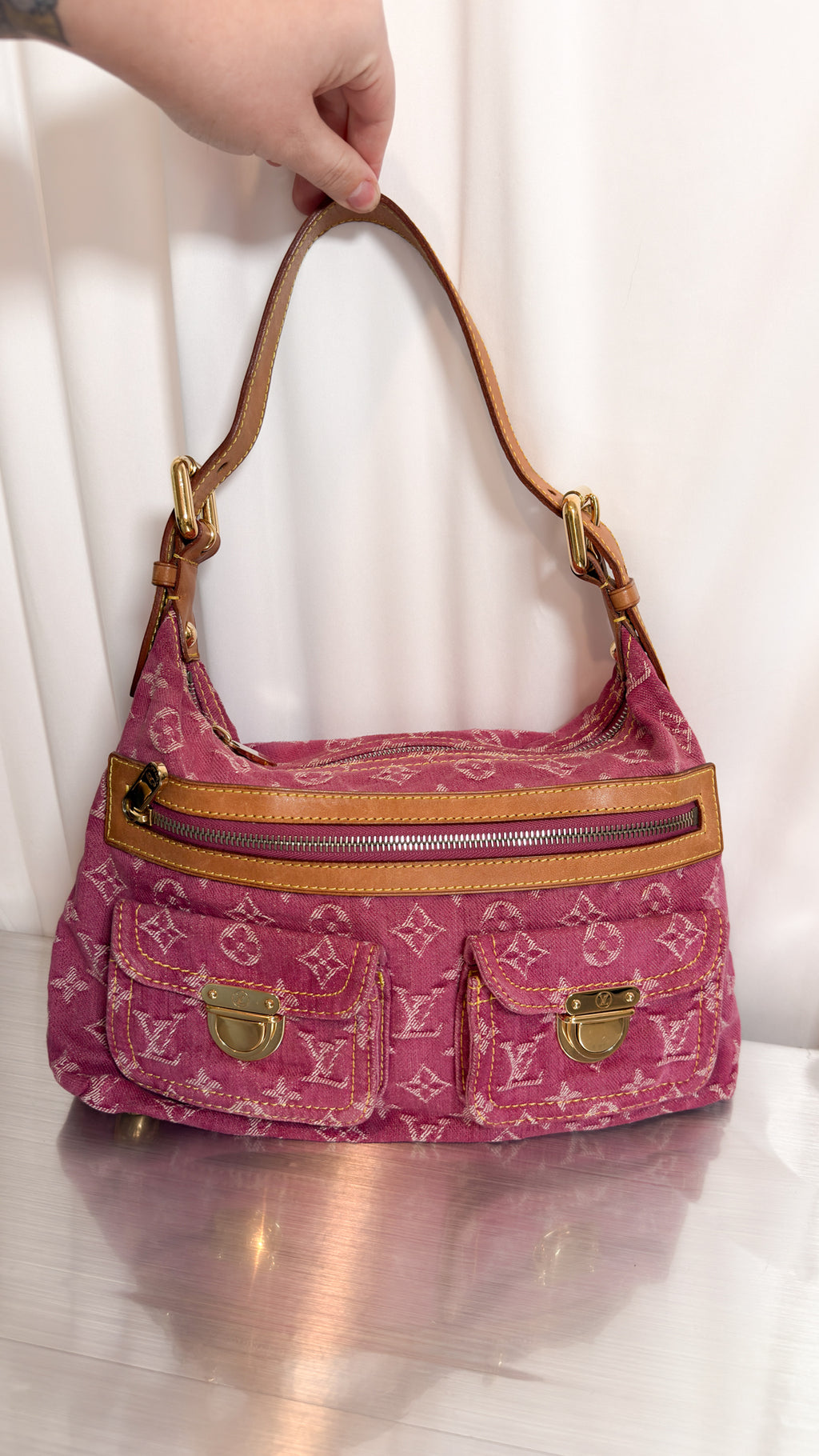 Louis Vuitton Pink Denim Baggy